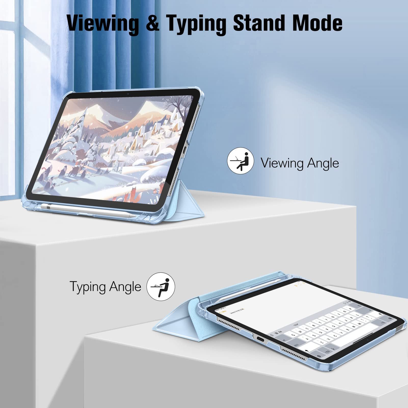 Fintie Tablet-Hülle für iPad 11 Generation 11‘’ 2025 (A16), iPad 10 Generation 10.9'' 2022, ultradünn, mit Stifthalter, transparenter Rückseite, Auto Schlaf/Wac – Bild 4 von 5