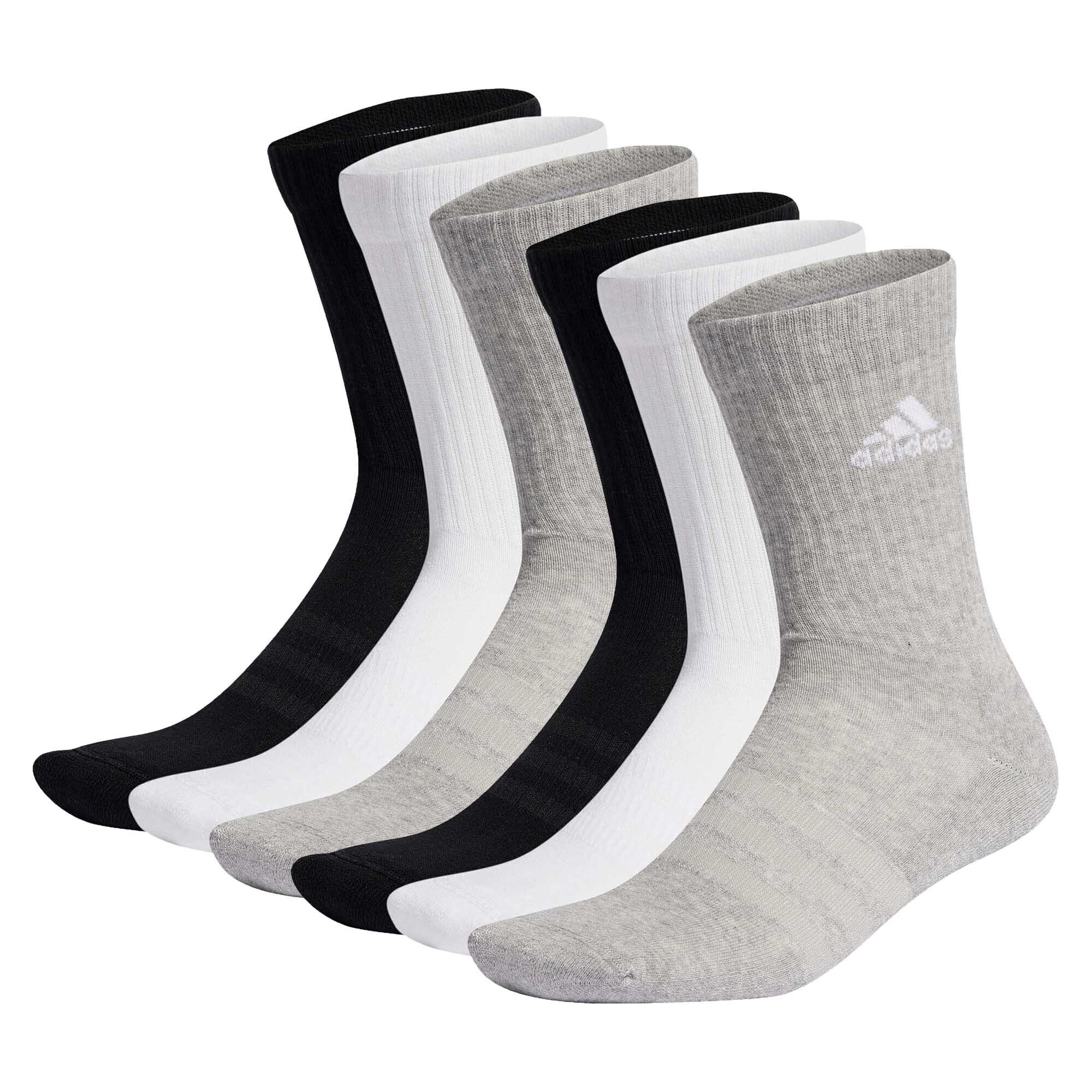 adidas Sportswear Kurzsocken Unisex Socken, 3er Pack - Cushioned Crew, Logo Schwarz/Grau/Weiß