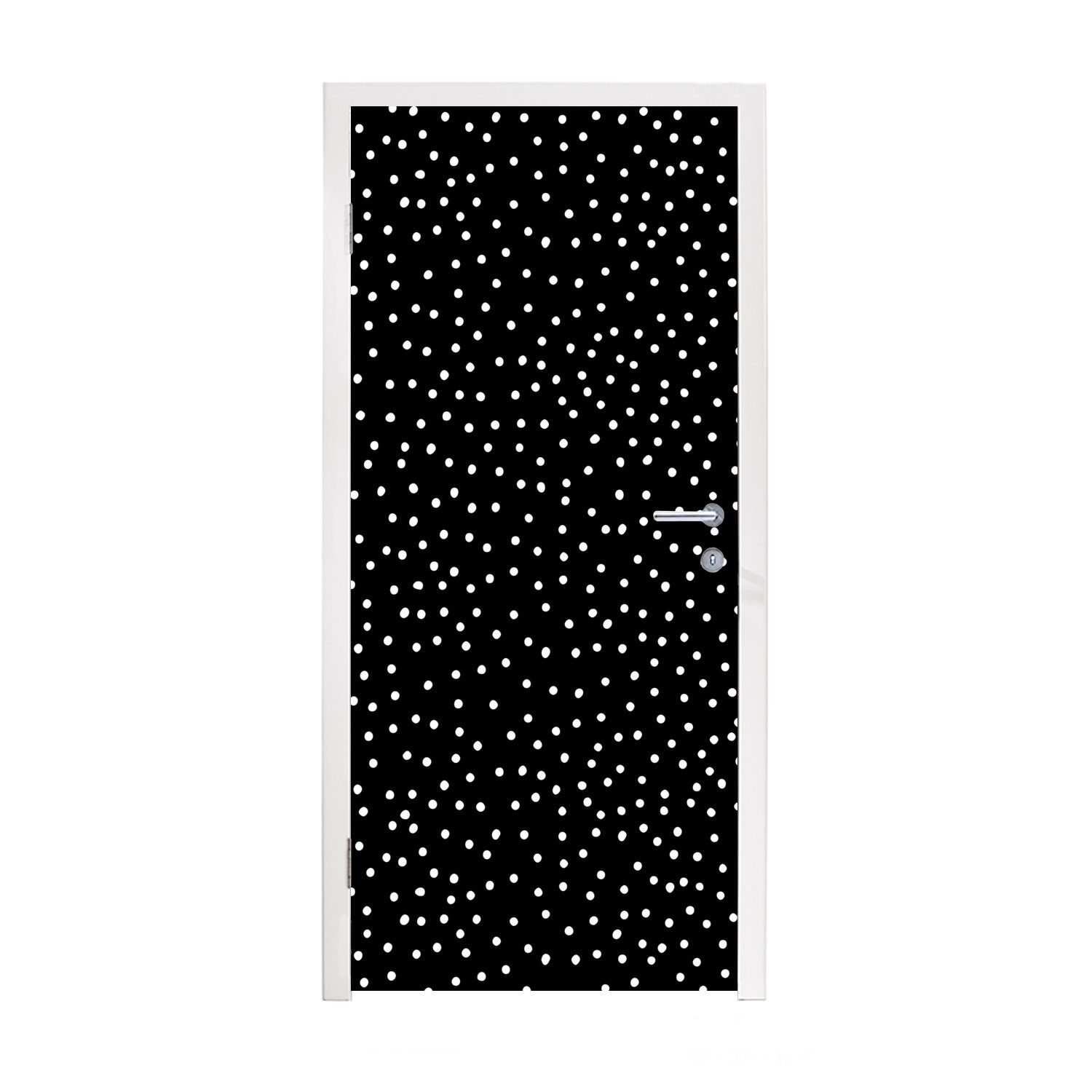 MuchoWow Türtapete Polka dots - Schwarz - Weiß, Matt, bedruckt, (1 St), Fototapete für Tür, Türaufkleber, 75x205 cm | Türtapeten
