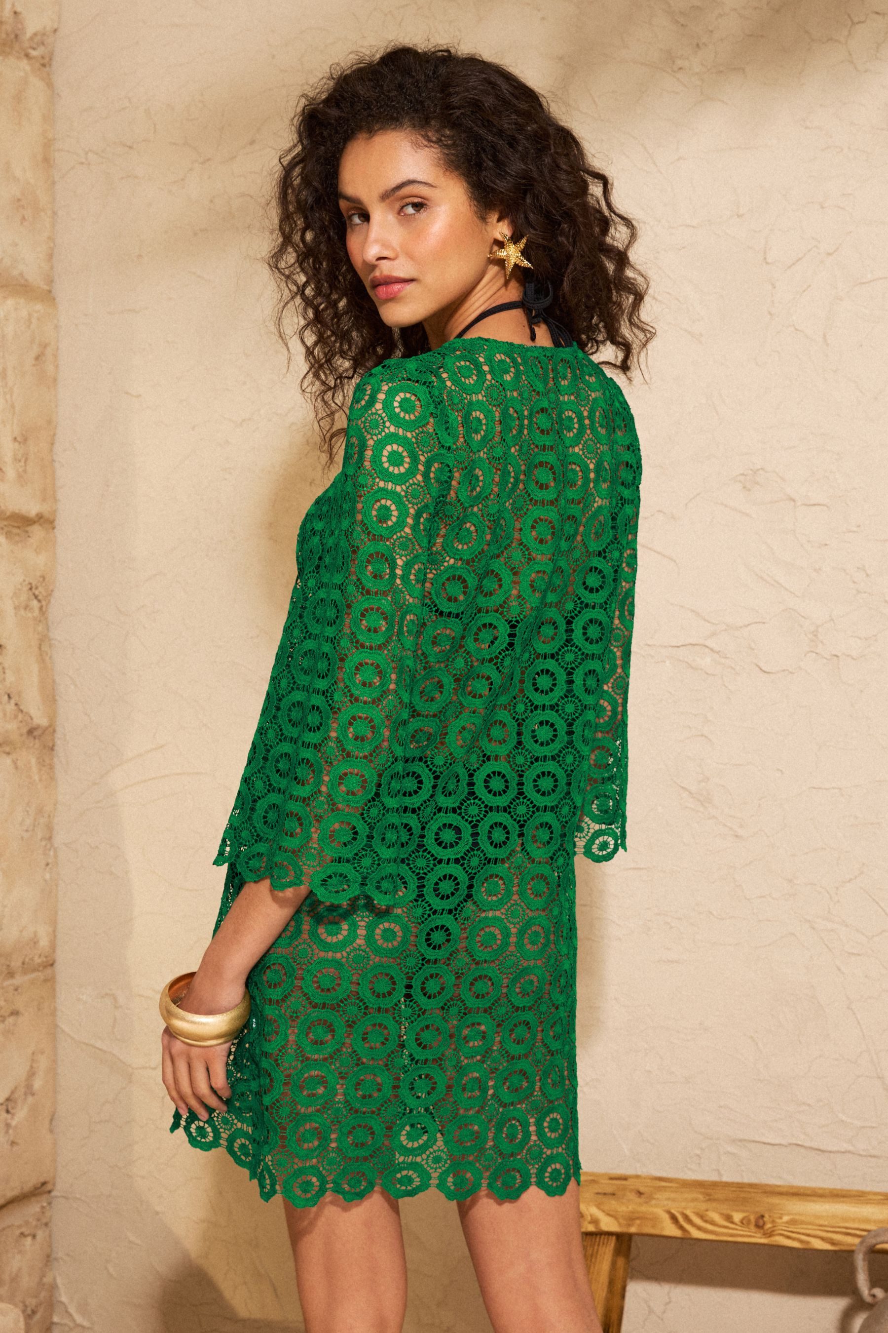 Love & Roses Strandkleid Love & Roses gehäkelter Kaftan mit Bindedetail (1- günstig online kaufen