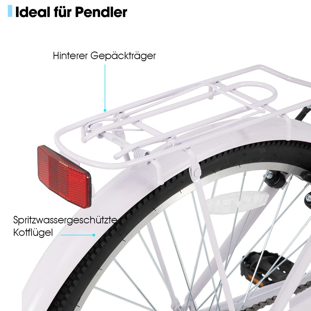 HILAND Cityrad 26 Zoll Beach Cruiser Bike für Männer und Frauen, Step-Through Rahmen, Step-Through Rahmen mit Gepäckträger und Korb,7 Gang