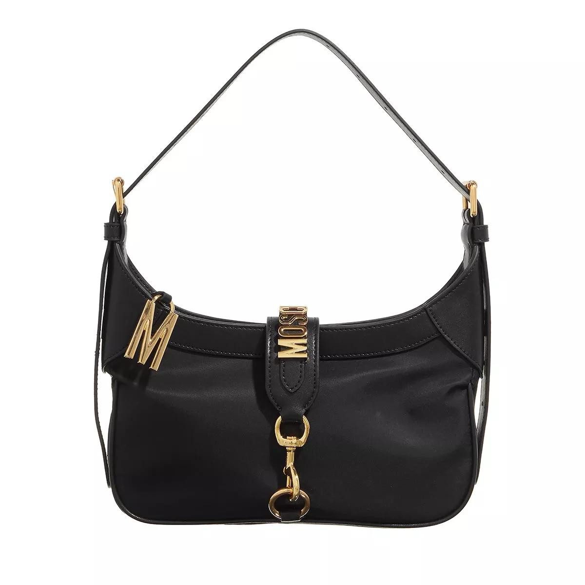 Moschino Clutch black (1-tlg), Material: Textil,Textil,Leder