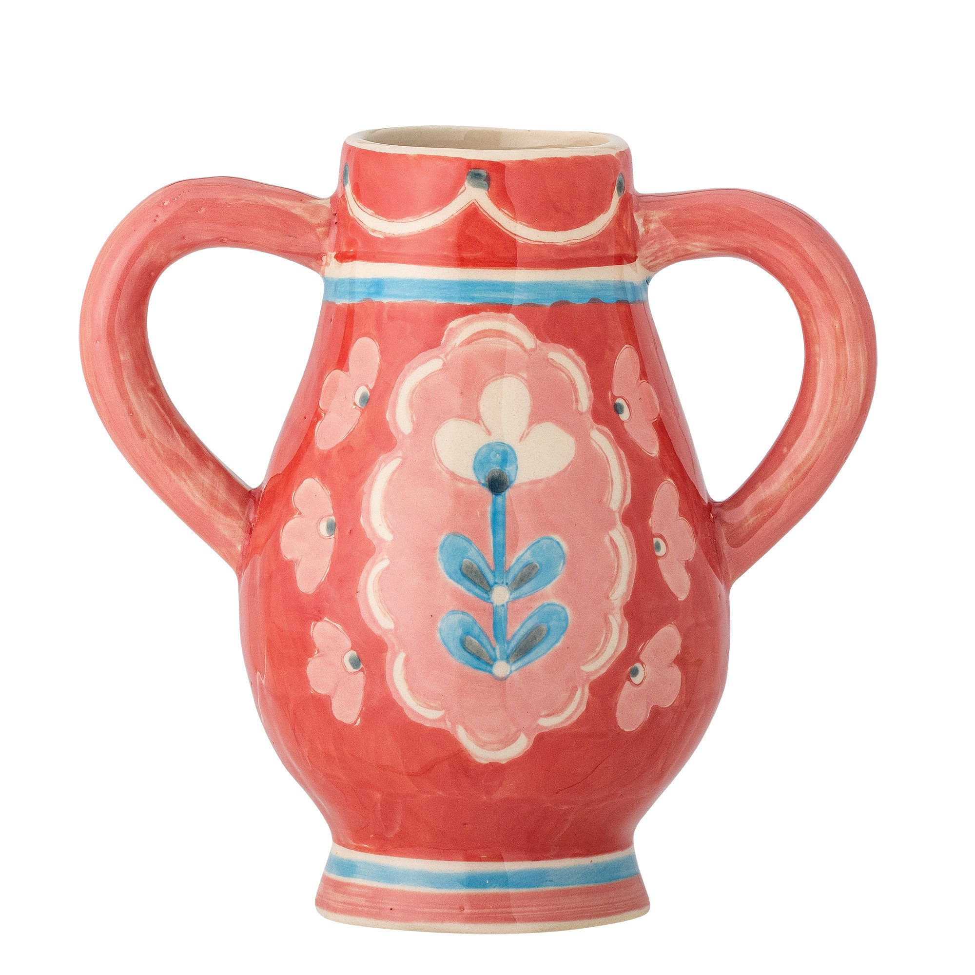 Bloomingville Dekovase Bloomingville Vase Odina D11x15x16cm rot Steingut handgefertigt Unikat