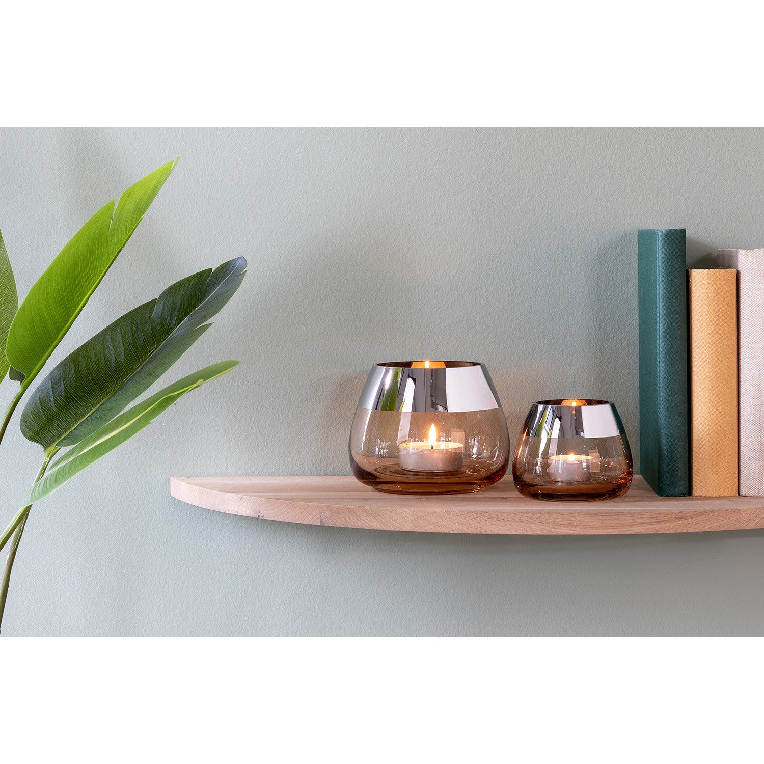 Fink Teelichthalter BELLA Teelichthalter - H.11,6cm x D.15cm - Glas - sand/ günstig online kaufen