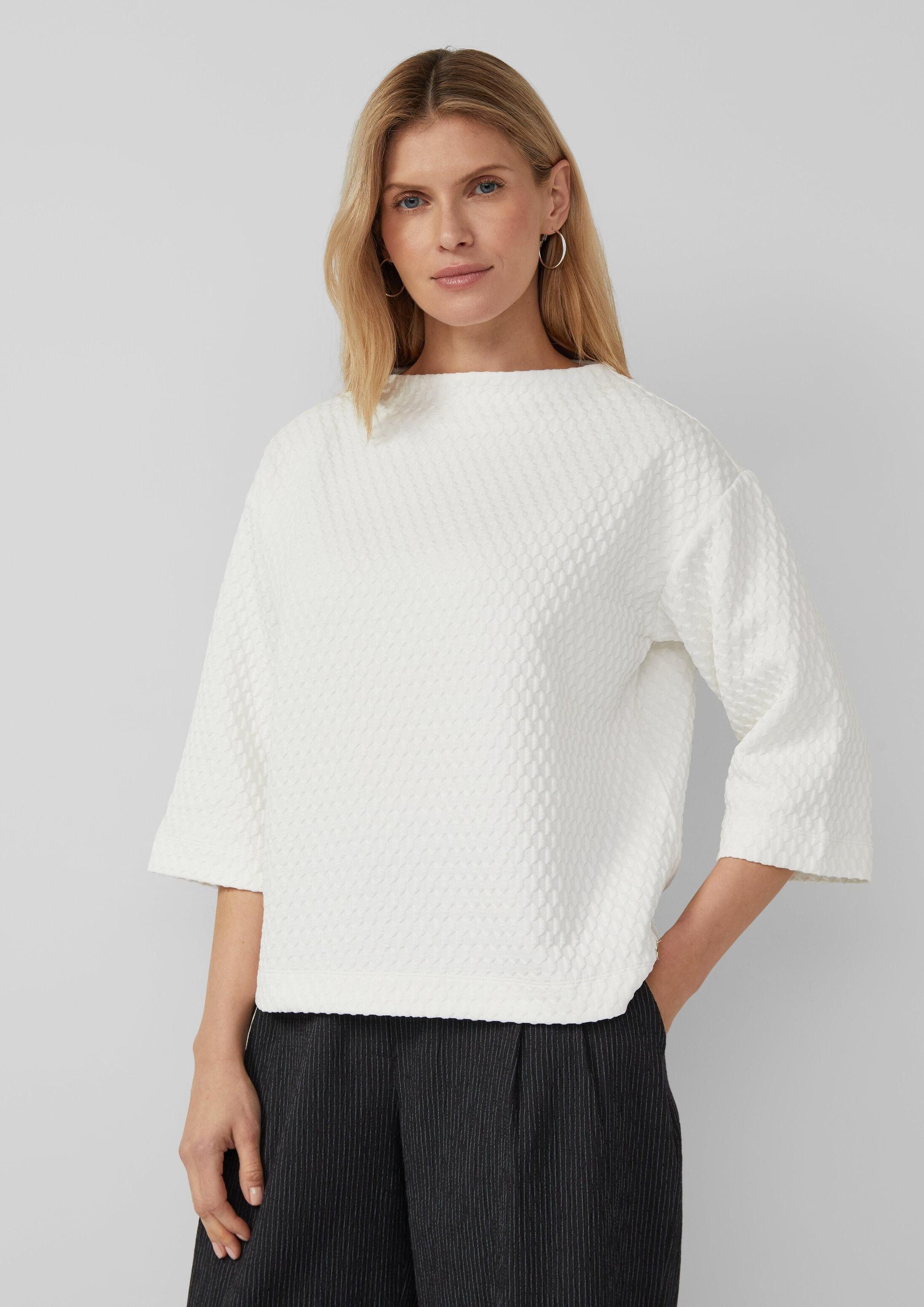 s.Oliver 3/4 Arm-Pullover Sweatshirt Strukturiertes Sweatshirt im Relaxed Fit