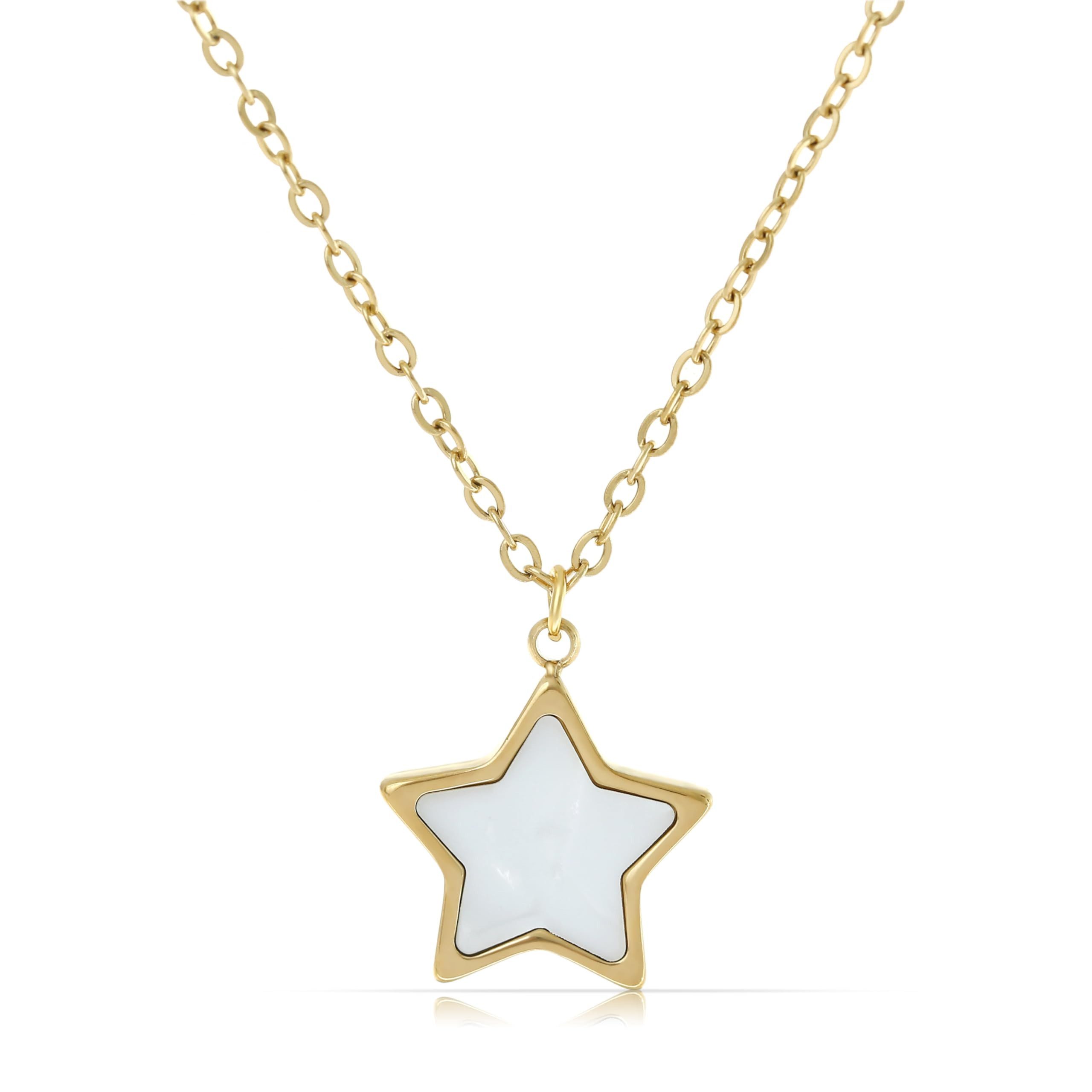 Made by Nami Kette mit Anhänger Damen mit Perlmutt Anhänger Stern oder Mond günstig online kaufen