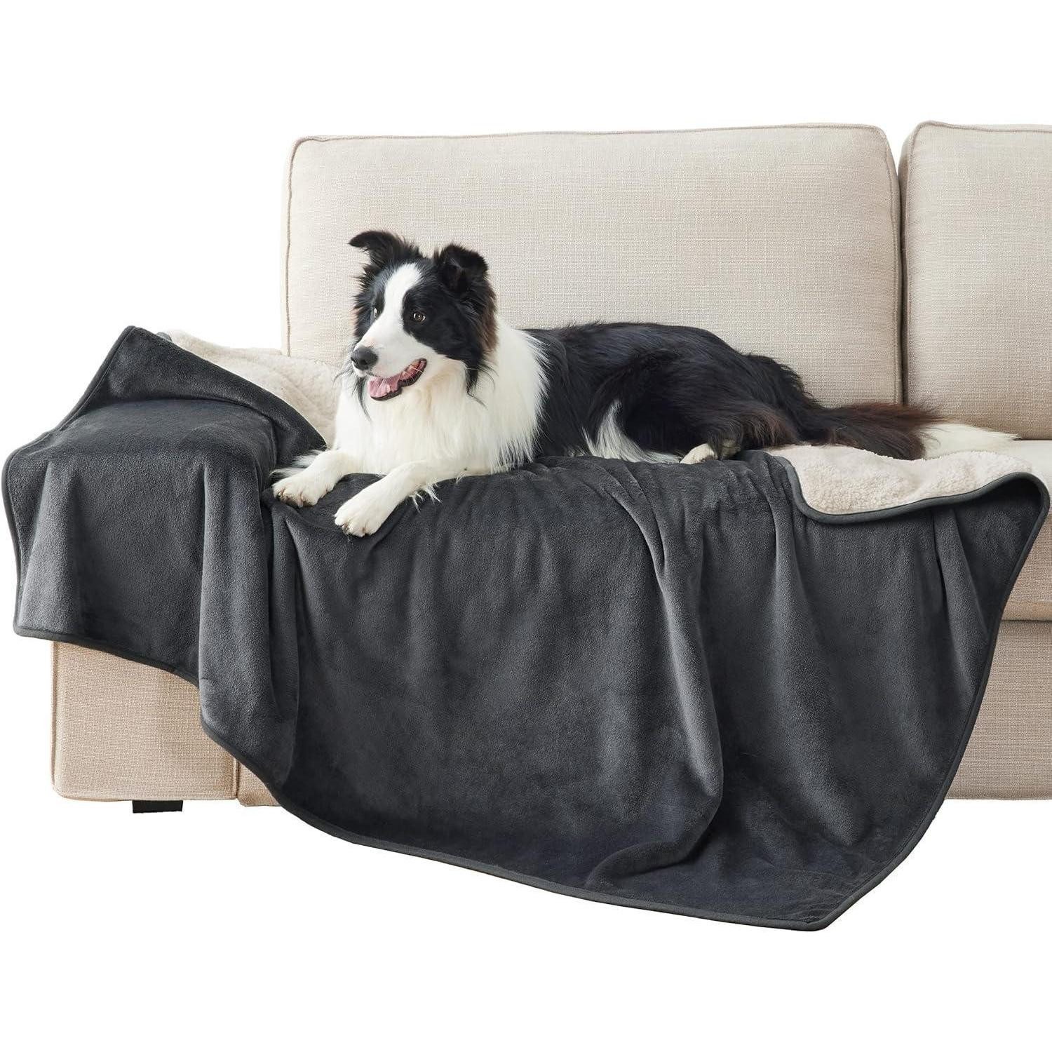 LuxusKollektion Tierdecke Hundedecke wasserdichte 152x127cm waschbar XL (127x152cm) Dunkelgrau