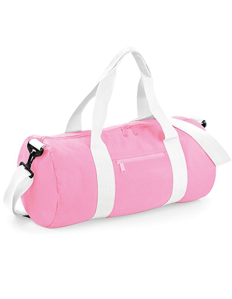 BagBase Sporttasche Reisetasche Barrel Bag medium, Gewebte Tragegriffe ClassicPink/OffWhite