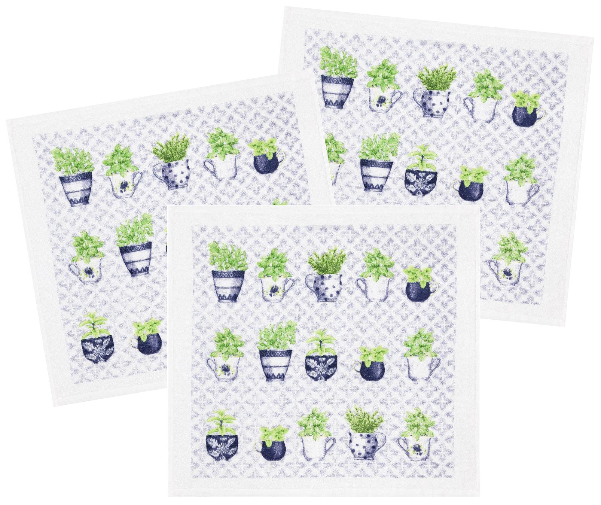 Kracht Geschirrtuch Gartenkräuter, (3-tlg., 3-teilig), 3er Pack Frottee Küc günstig online kaufen