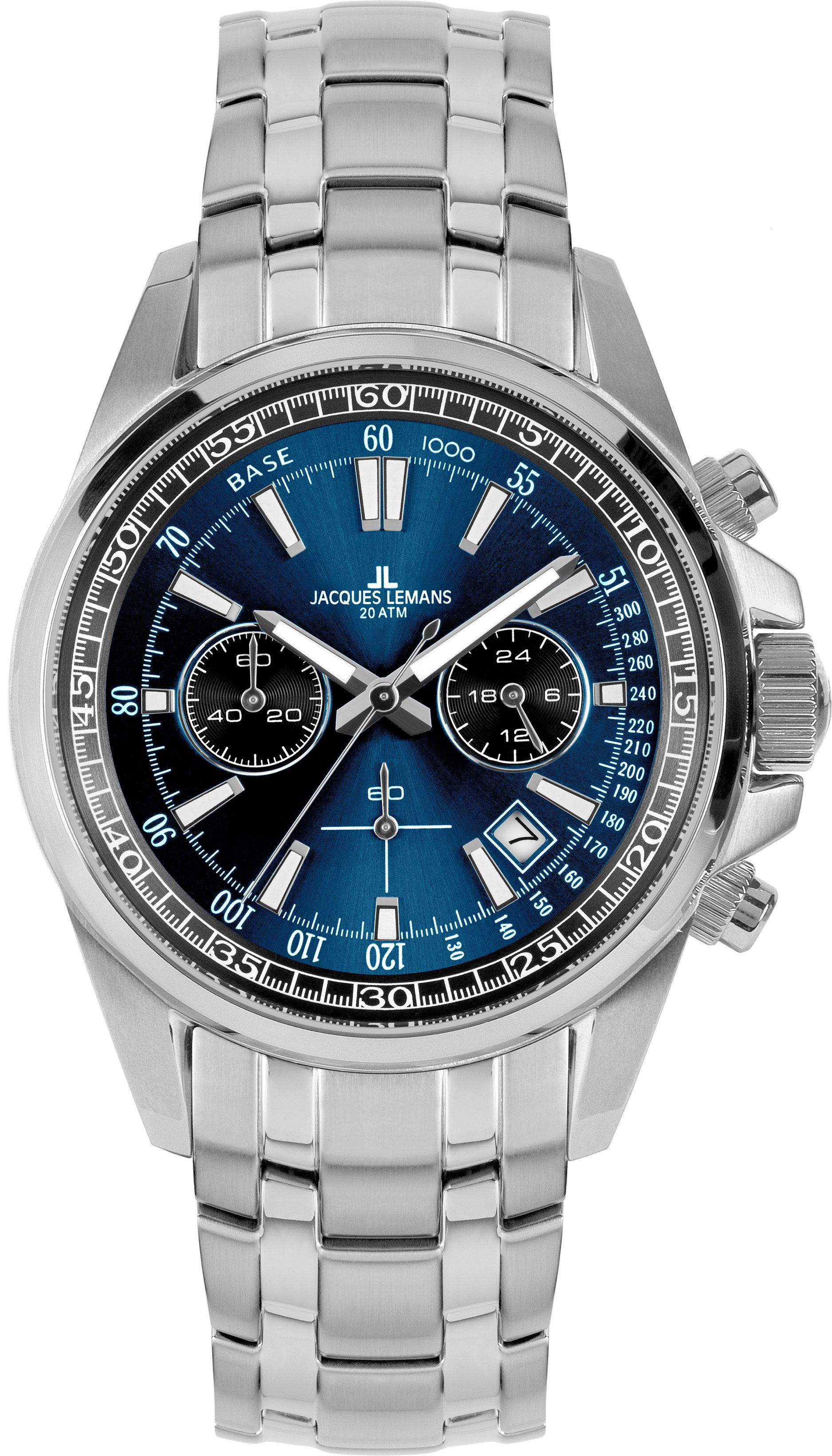 Jacques Lemans Chronograph Liverpool 1-2117ZC, Quarzuhr, Armbanduhr, Herrenuhr, Edelstahlarmband, analog, Tag
