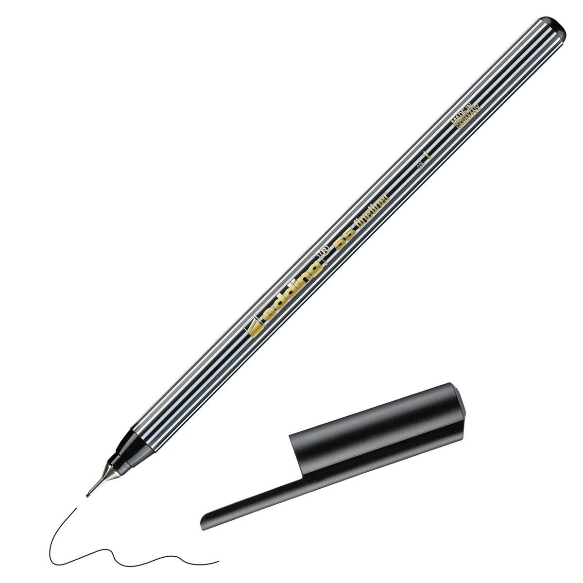 edding Fineliner Fineliner 55 mit metallgefasster Spitze 0,3 mm schwarz, Metallgefasste Kunststoffspitze