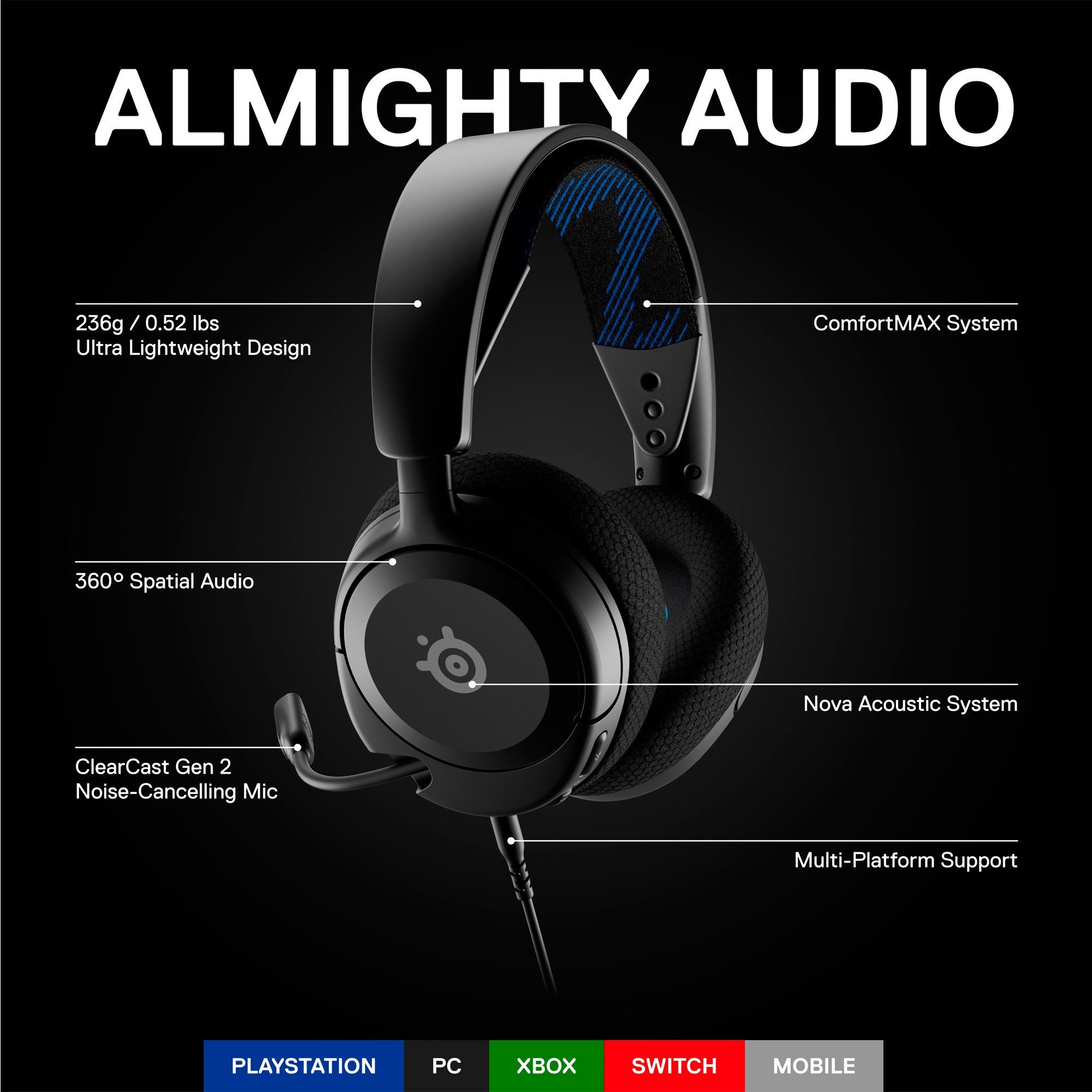 SteelSeries SteelSeries Arctis Nova 1P, Gaming-Headset, (3.5 Headset