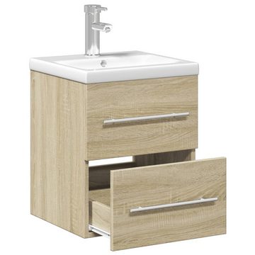 vidaXL Badezimmerspiegelschrank Waschbeckenunterschrank mit Einbaubecken Sonoma-Eiche