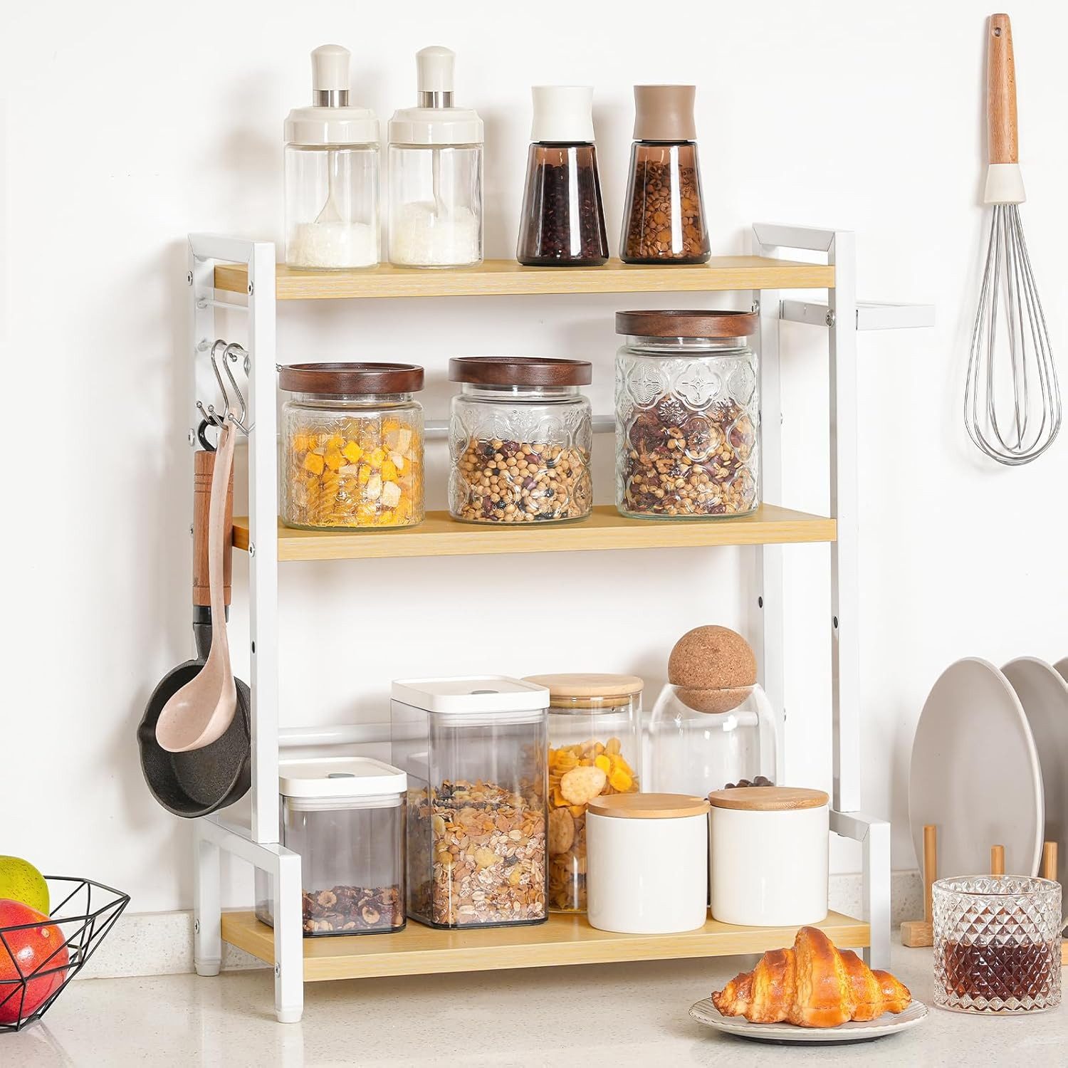 Hoobro Küchenregal Gewürzregal mit 3 Haken, mit Messerhalter, Verstellbare günstig online kaufen