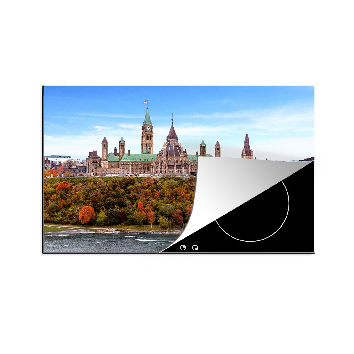 MuchoWow Herdblende-/Abdeckplatte Ottawa Parlamentsgebäude, Vinyl, Schutz Ceranfeldabdeckung küche, die Induktionskochfeld (1 81x52 für tlg), cm