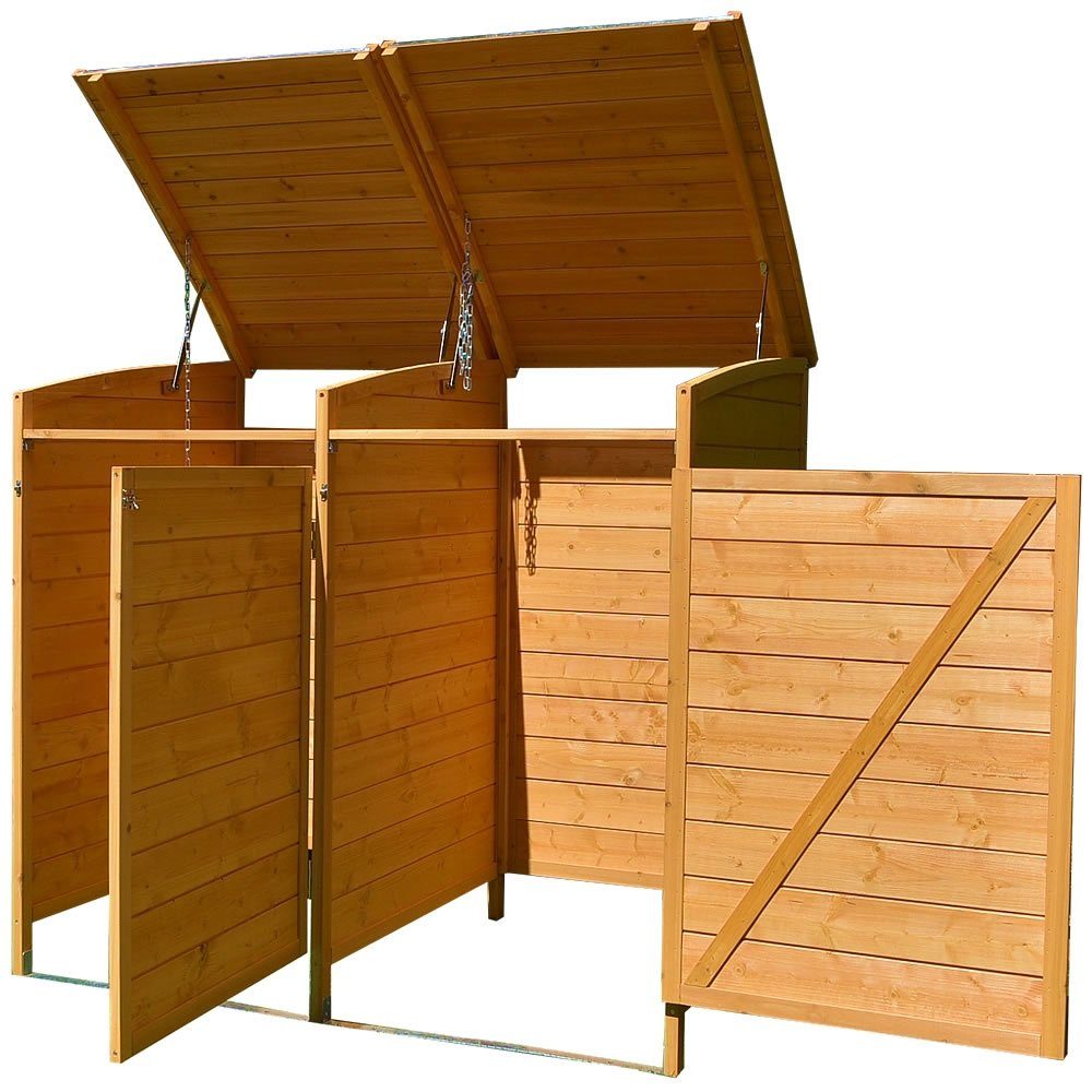 Feel2Home Mülltonnenbox Mülltonnenverkleidung braun/weiß Doppelbox 2x 120L u. 240L Gartenbox (Stück), witterungsbeständig