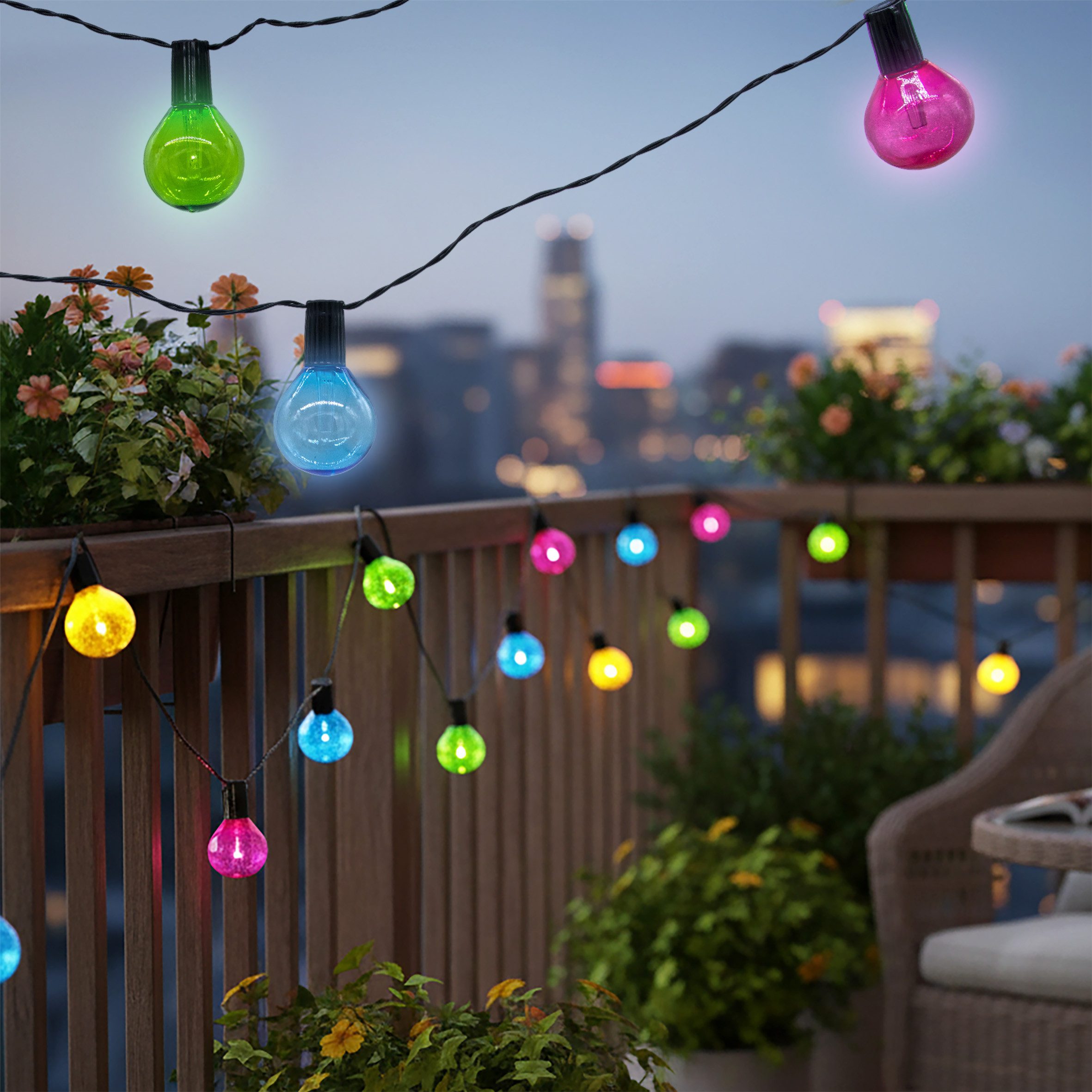 Spetebo LED Dekolicht Solar Lichterkette mit 20 Glühbirnen, solarbetrieben, LED, warm weiß, Party Lichterkette für den Garten