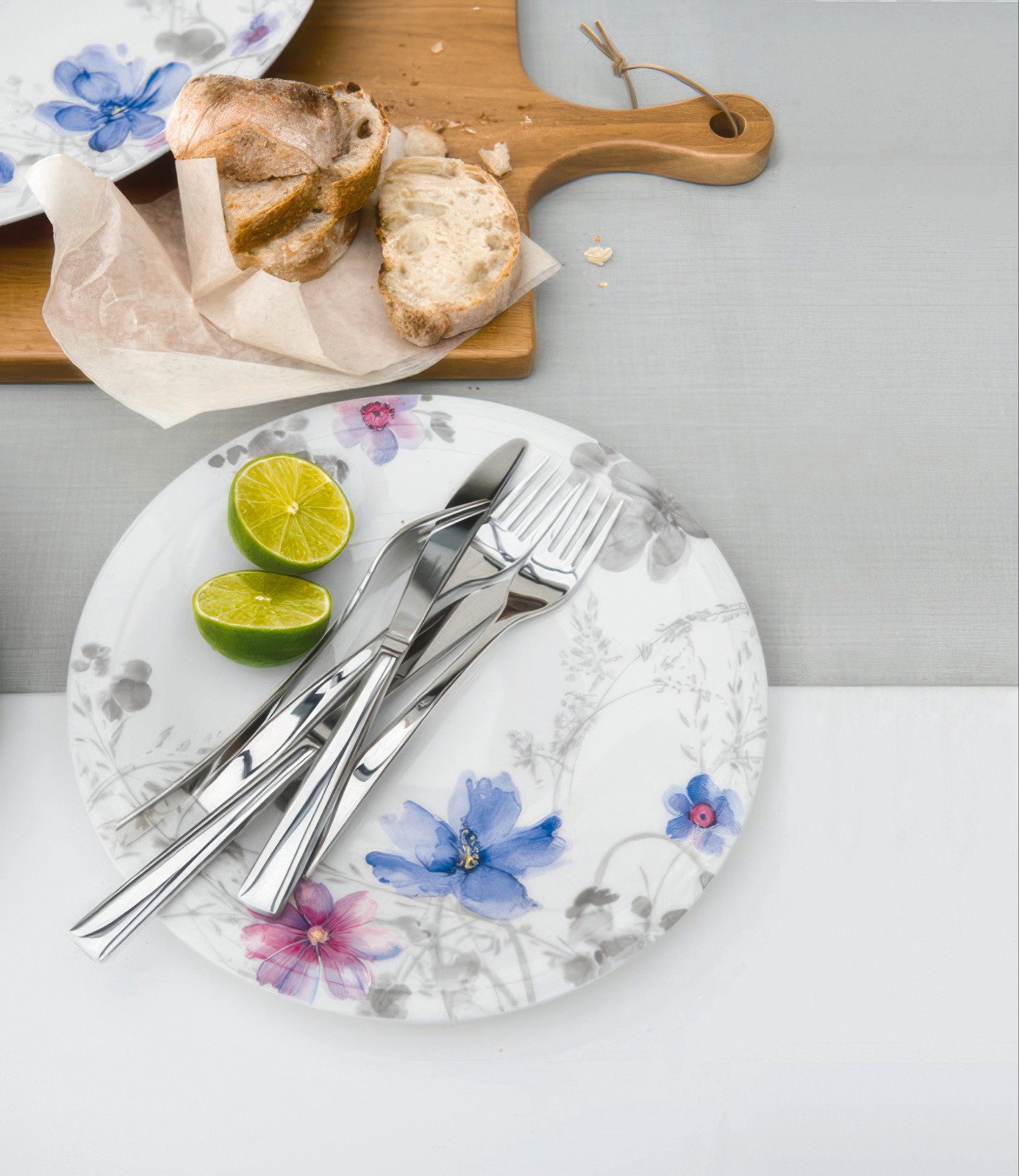 Villeroy & Boch Speiseteller Mariefleur Gris, Spülmaschinengeeignet, Mehrfarbig, Blumen, H: 2.5cm