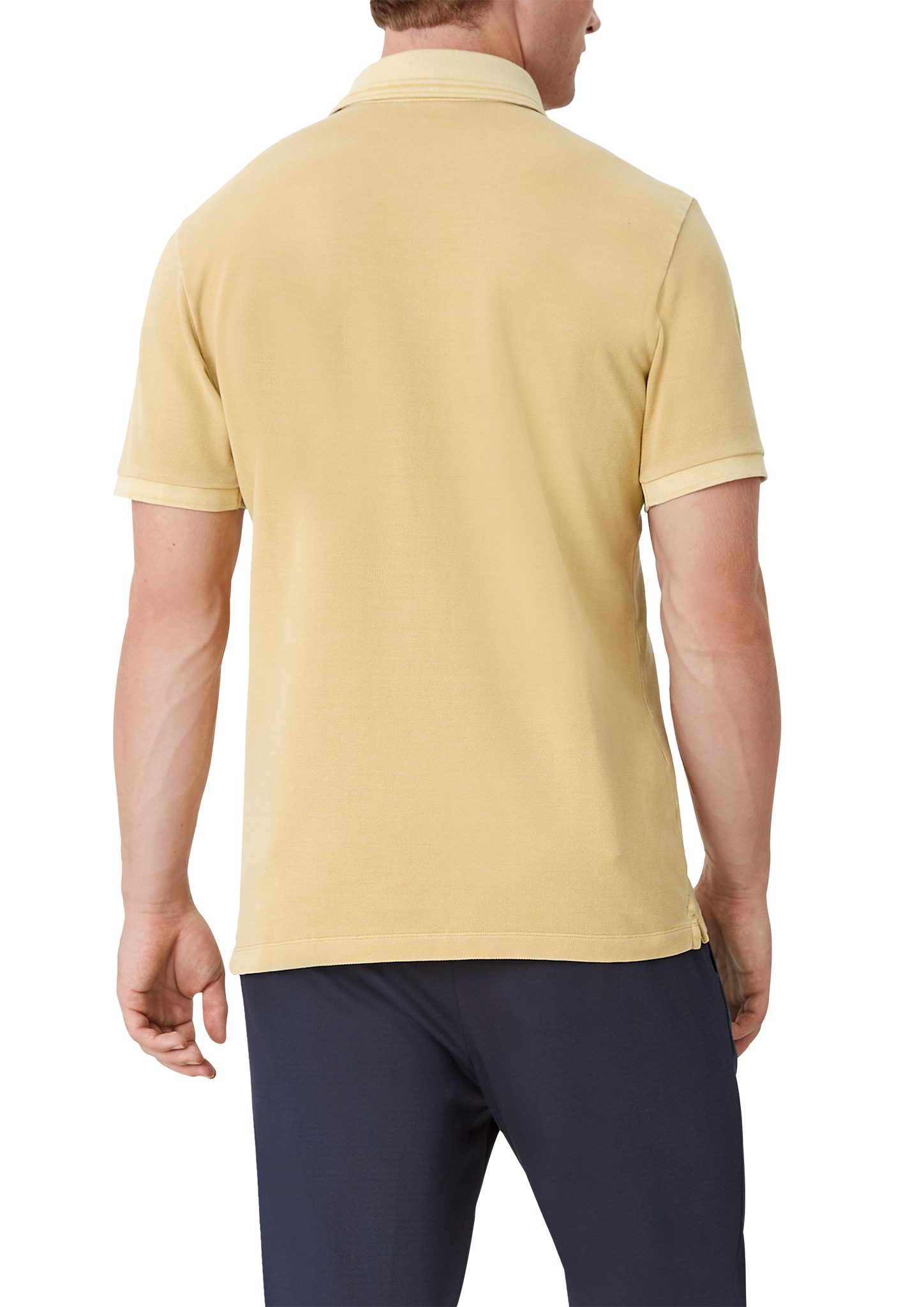 s.Oliver Waschung, Poloshirt yellow mit Kurzarmshirt Label-Patch Wascheffekt