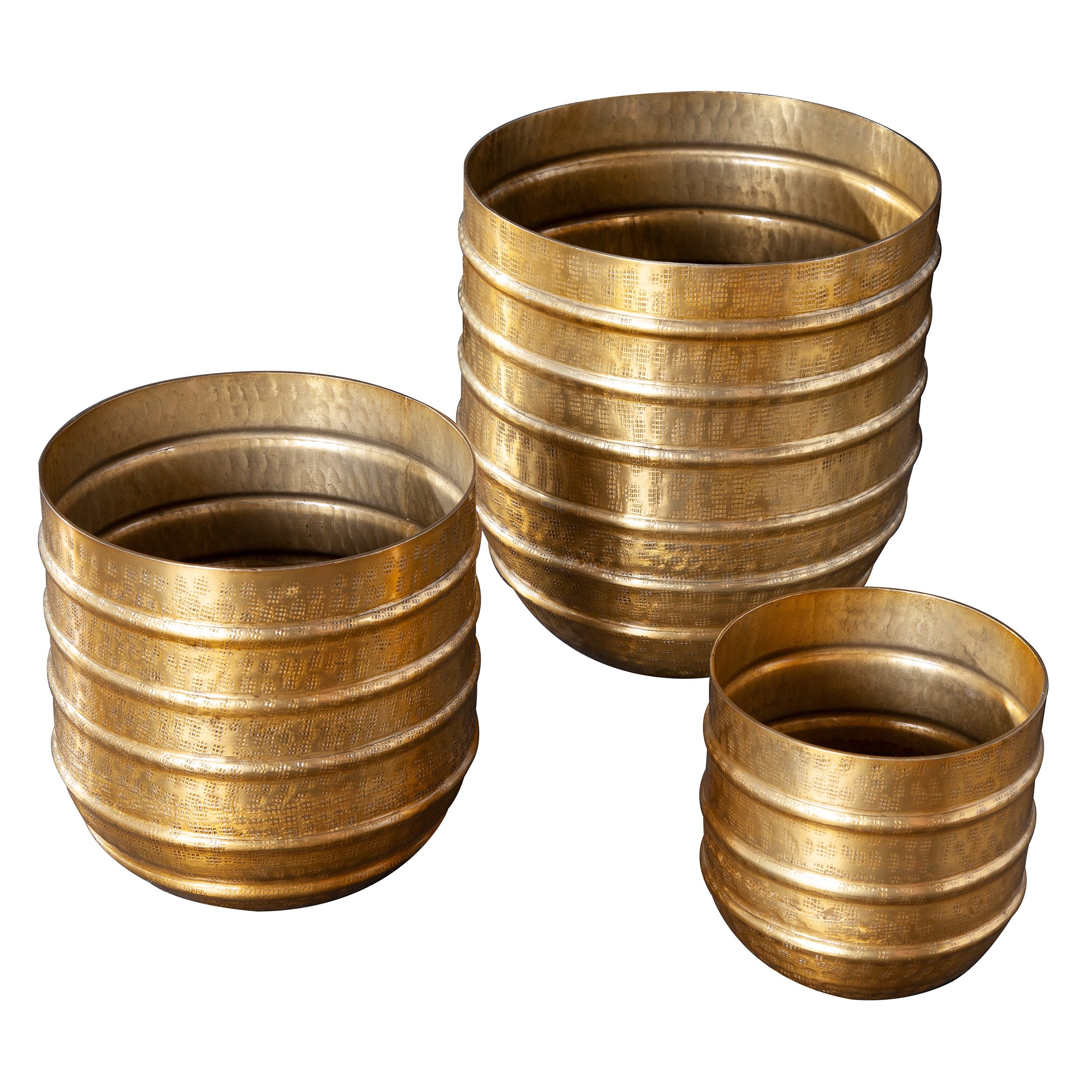 riess-ambiente Übertopf ORIENT gold (Set, 3 St), Vase · für Pflanzen · Metall · Handarbeit · Dekoration
