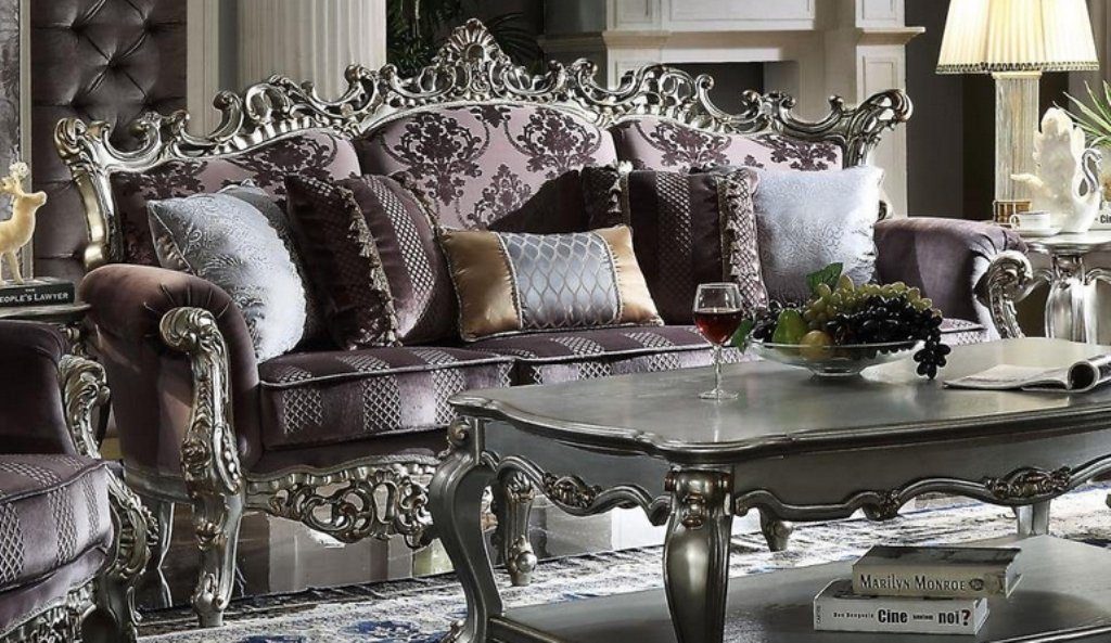 JVmoebel 3-Sitzer Luxus Barock Stil 3-Sitzer Heller Ton Wohnzimmermöbel Couch Neu, Made in Europe