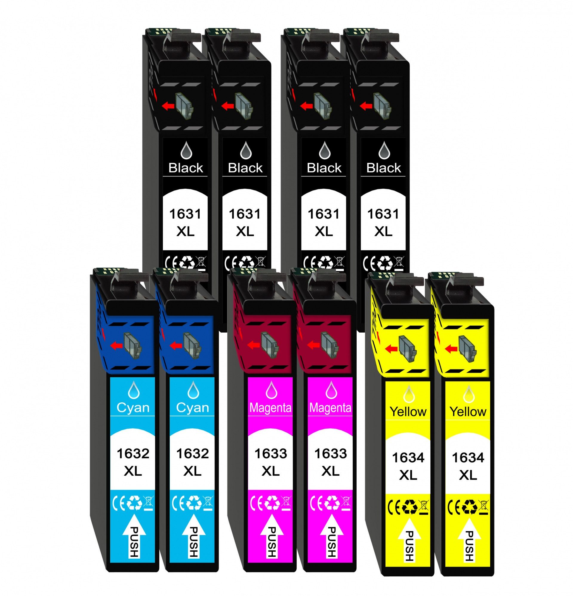 Druckerparadies 10er Pack Druckerpatronen 16 16XL kompatibel mit Epson WF-2530 Tintenpatrone (10-tlg)