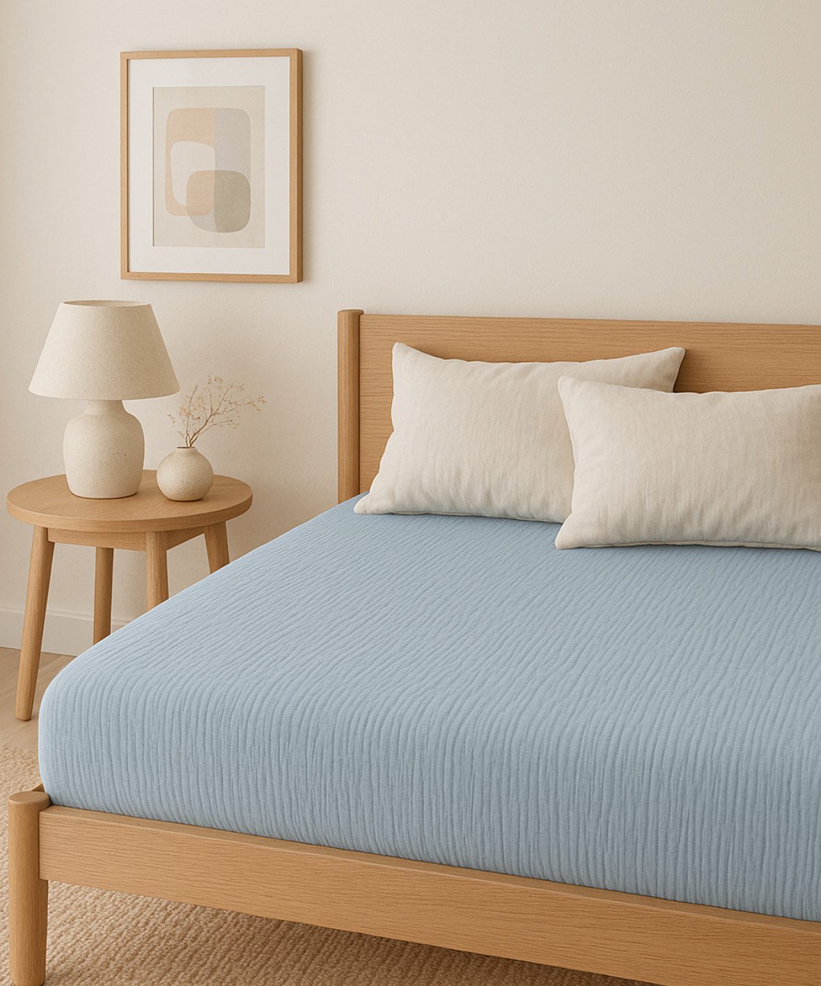 Sandiik Spannbettlaken Musselin Spannbettlaken mit Gummizug, Biobaumwolle, günstig online kaufen