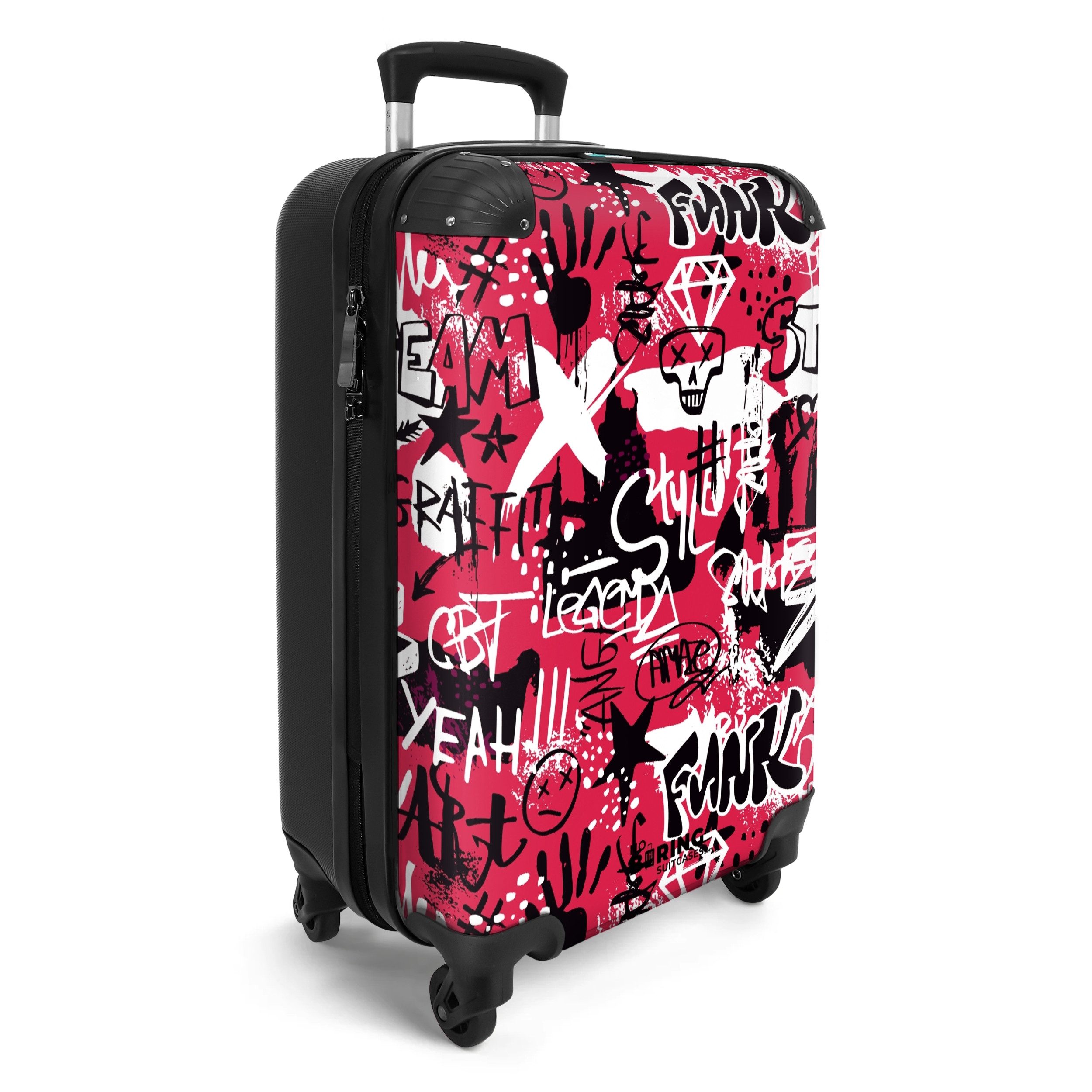 NoBoringSuitcases.com© Hartschalen-Trolley Graffiti-Kunstwerk auf rosa Hint günstig online kaufen