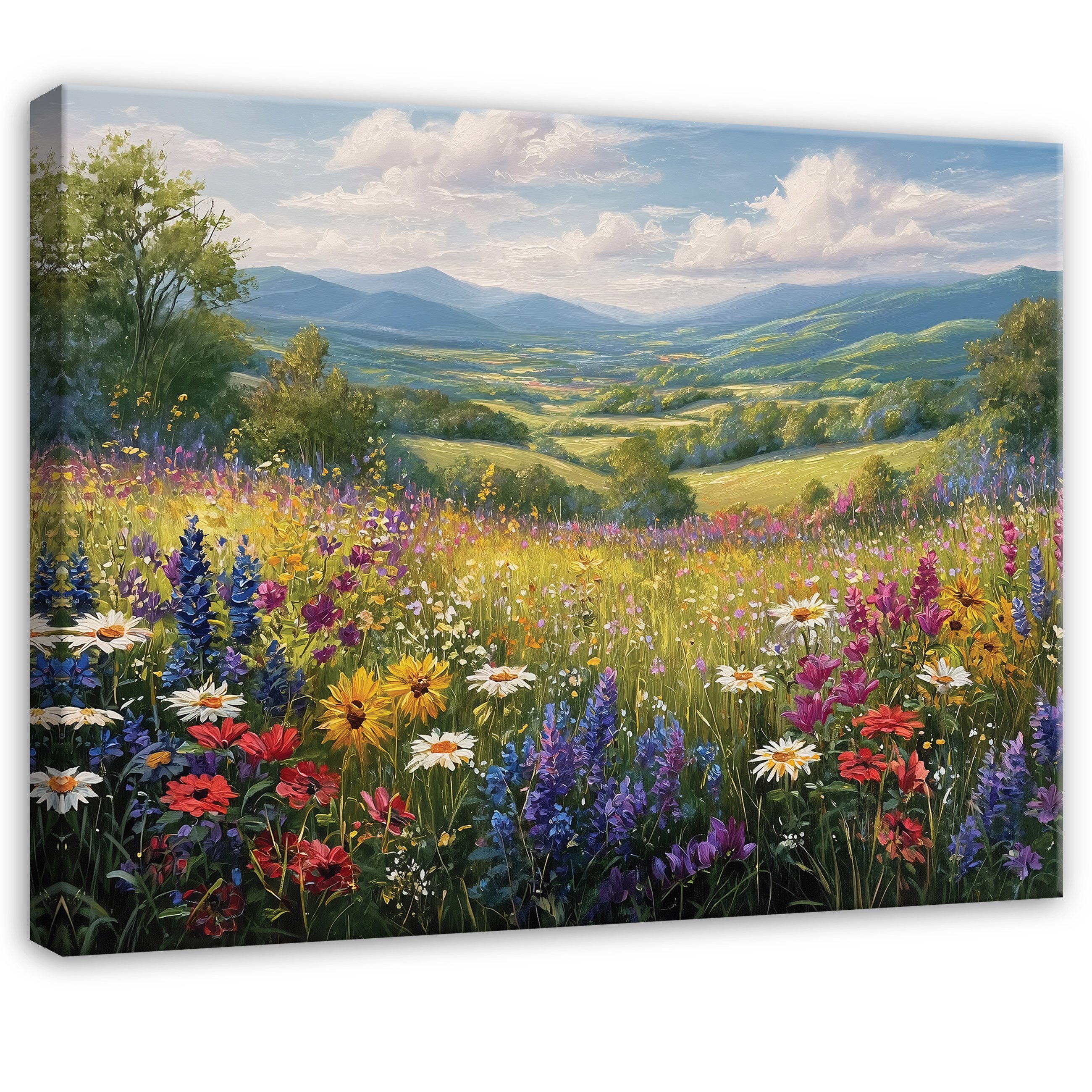 Wallarena Leinwandbild Blumen Bunte Feld Modern Wandbilder Wand Deko XXL Bi günstig online kaufen