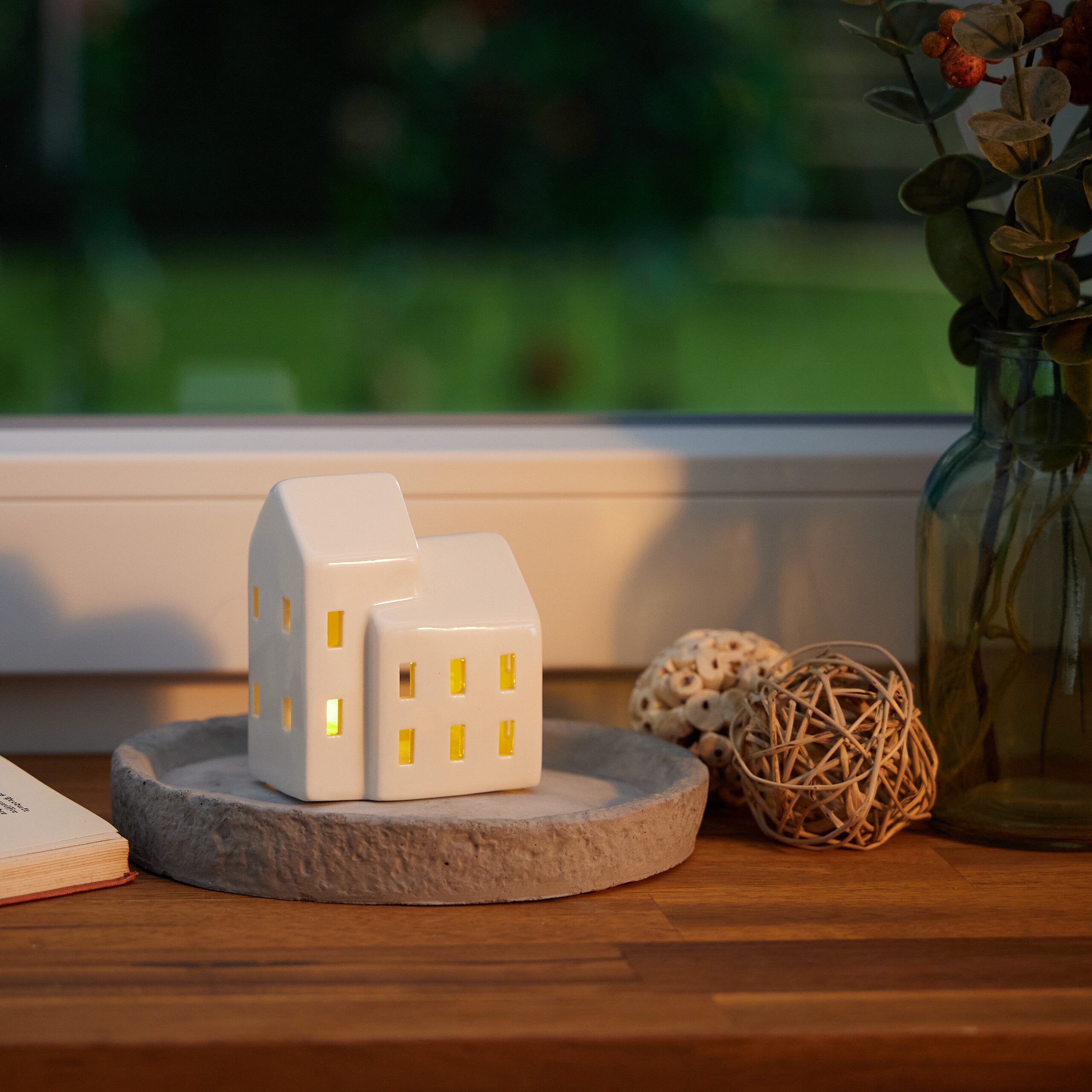 relaxdays Teelichthalter Weißes Teelichthaus aus Keramik (1 St) günstig online kaufen