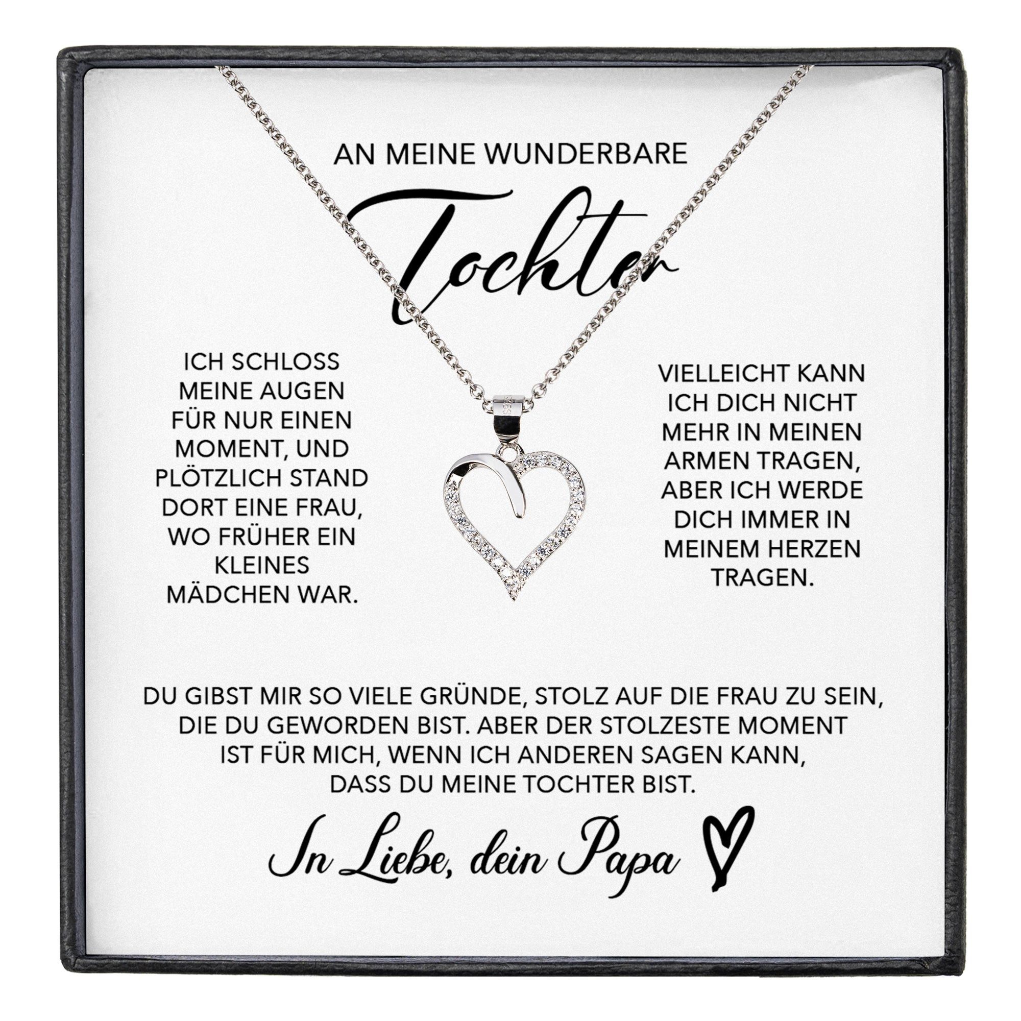 22Feels Schmuckset Wunderbare Tochter Geschenk v. Papa Mädchen Frauen Schmuck Halskette (inkl. Geschenktasche, Karte(n), Poliertuch, Beutel), Echt-Silber 925/000, Karte Made In Germany