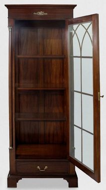 Casa Padrino Vitrine Luxus Vitrine Dunkelbraun 70 x 45 x H. 192 cm - Mahagoni Vitrinenschrank mit Glastür und Schublade - Luxus Mahagoni Wohnzimmer Möbel