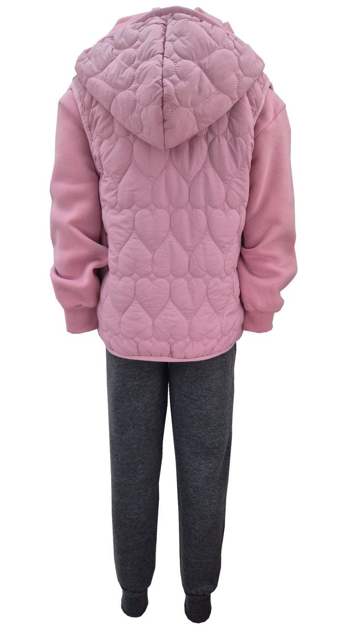 Girls Fashion Sweatanzug Freizeitset mit Weste, Kapuzen Jacke, Sweatshirt + Jogginghose, MF159