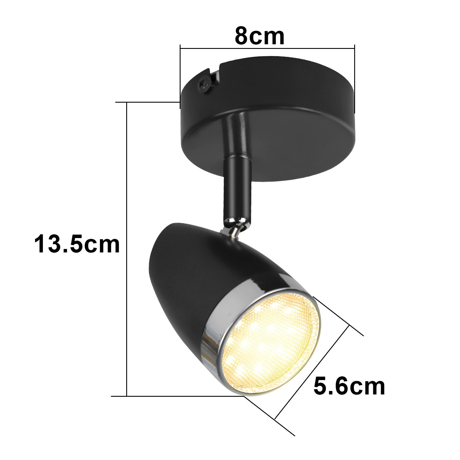 ZMH Deckenstrahler 1/2/3/4 Flammig 4/6/12/16W Deckenlampe schwenkbar 350° Wohnzimmer, Augenschutz, Einfache Installtion, LED fest integriert, Warmweiß, Schwarz 3000K schwenkbar 350° Deckenspot Flur Schlafzimmer