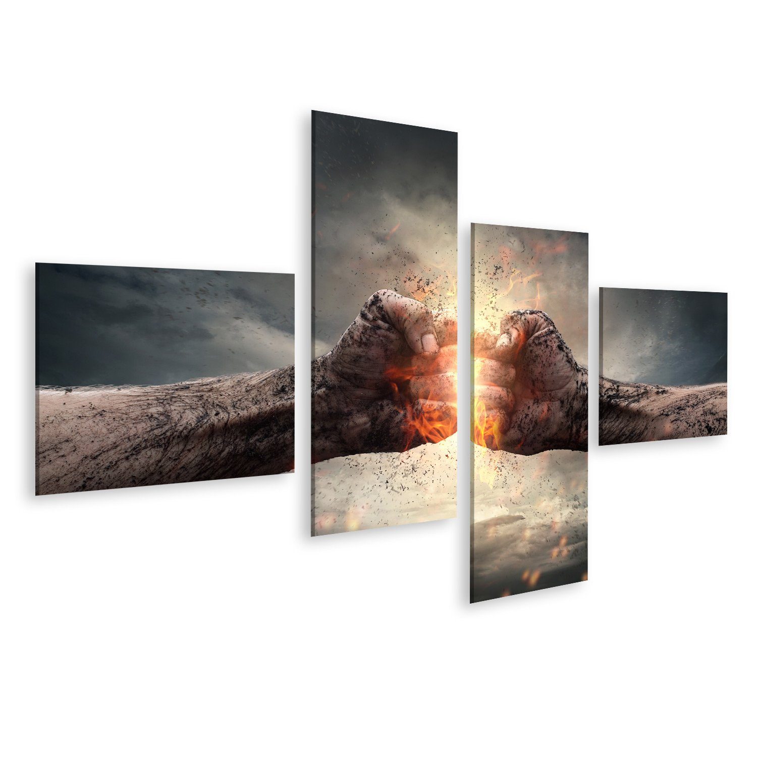 islandburner Leinwandbild Bild auf Leinwand Fighting Fight Close Up Zwei Fäuste schlagen sich ge