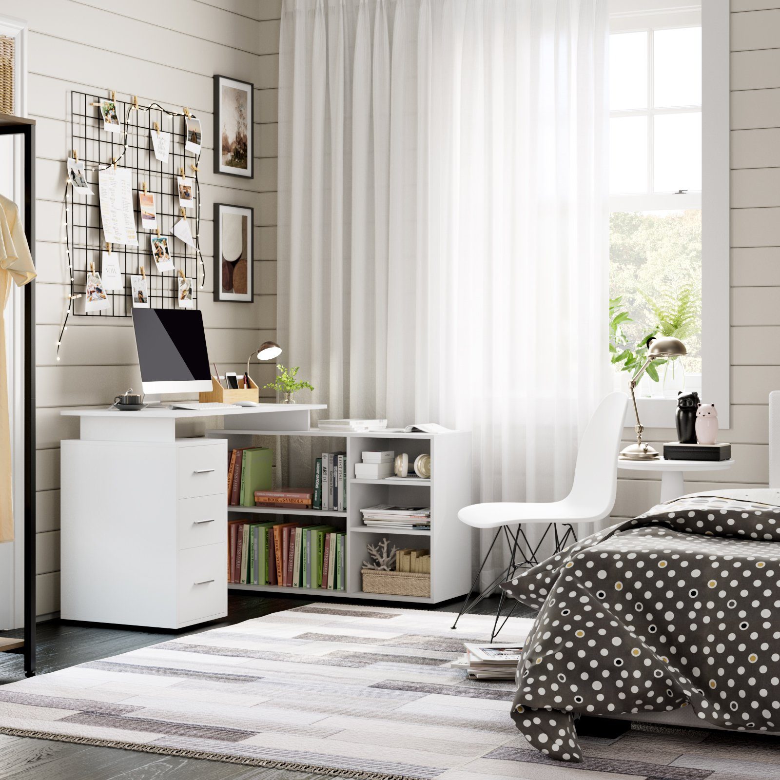 Homfa Schreibtisch, Eckschreibtisch L-förmig, Computertisch, Bürotisch günstig online kaufen