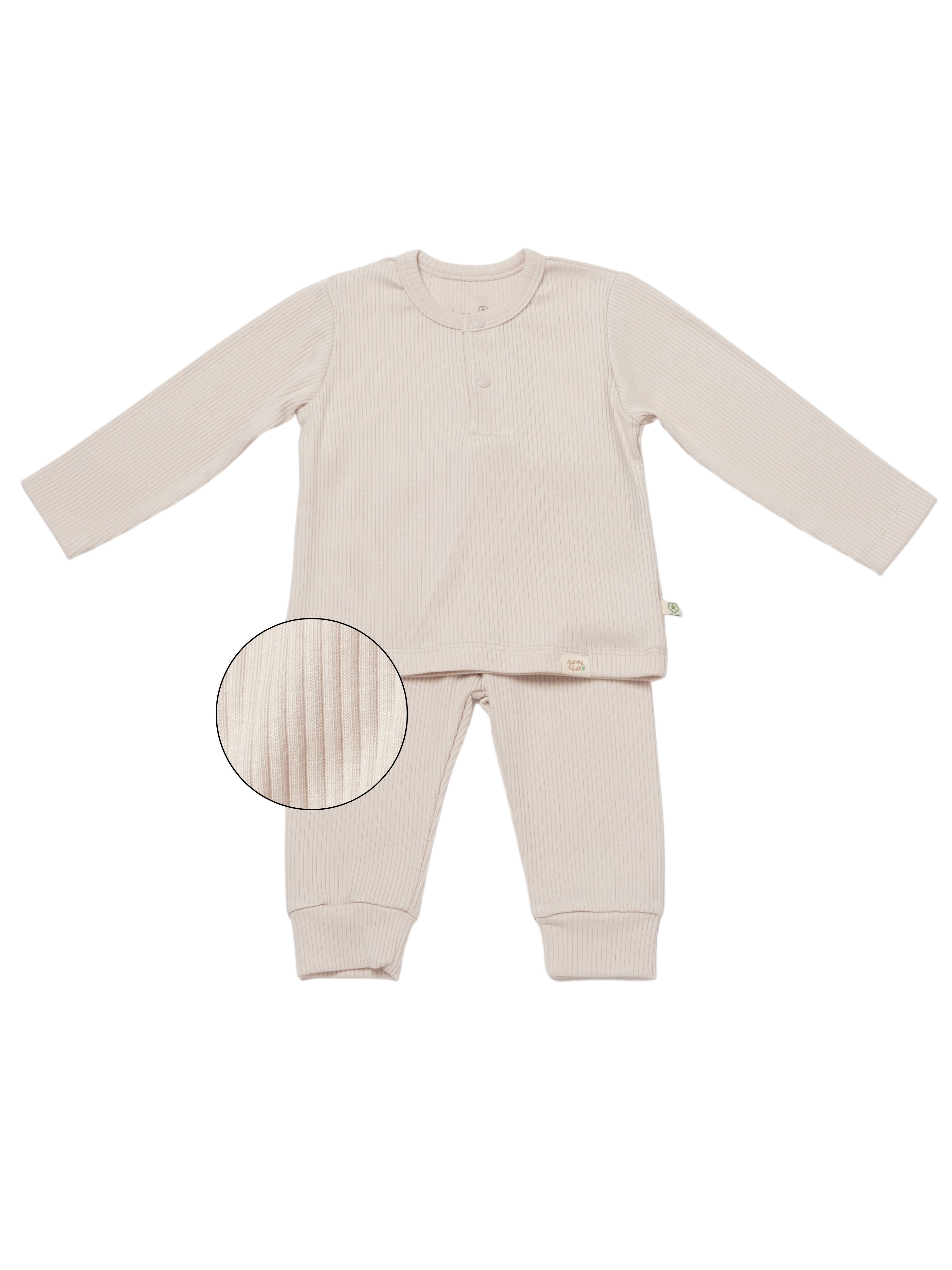 biorganic Langarmshirt & Hose Baby Nature Relax Modal für Jungen und Mädchen Unisex Langarm (Set, 2-tlg., Shirt und Hose) gerippte Textilstruktur (Ripp), Bio-Baumwolle und Modal Größe 68-86