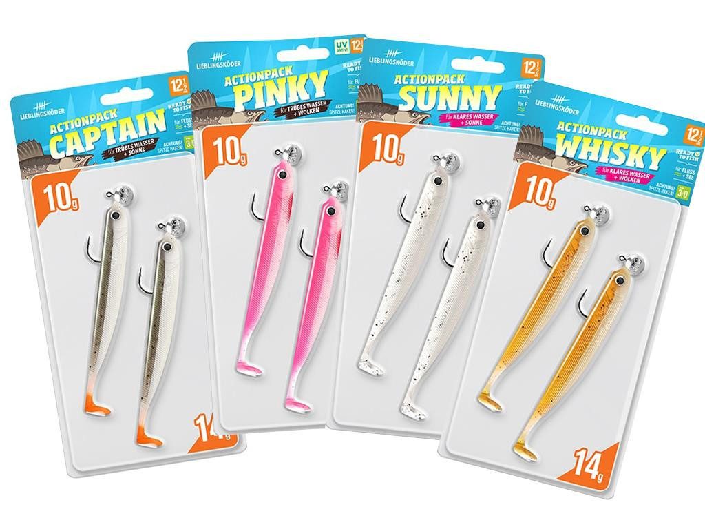 Kunstköder Lieblingsköder Actionpack Set 12,5 cm - 4 er Pack montierte Köder