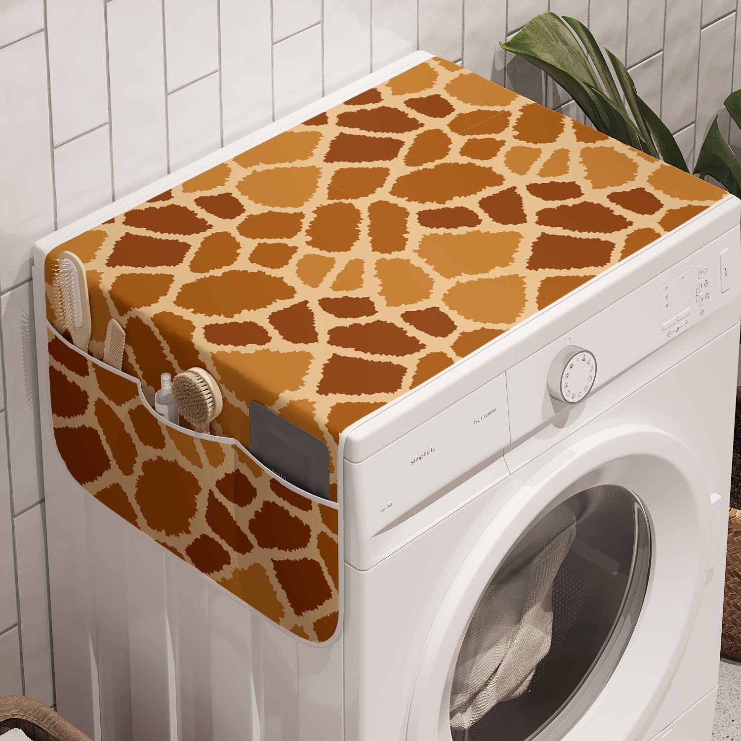 Waschmaschine Trockner, für Abakuhaus und Rhythmische Kunst Badorganizer Giraffe Anti-Rutsch-Stoffabdeckung Tierhaut