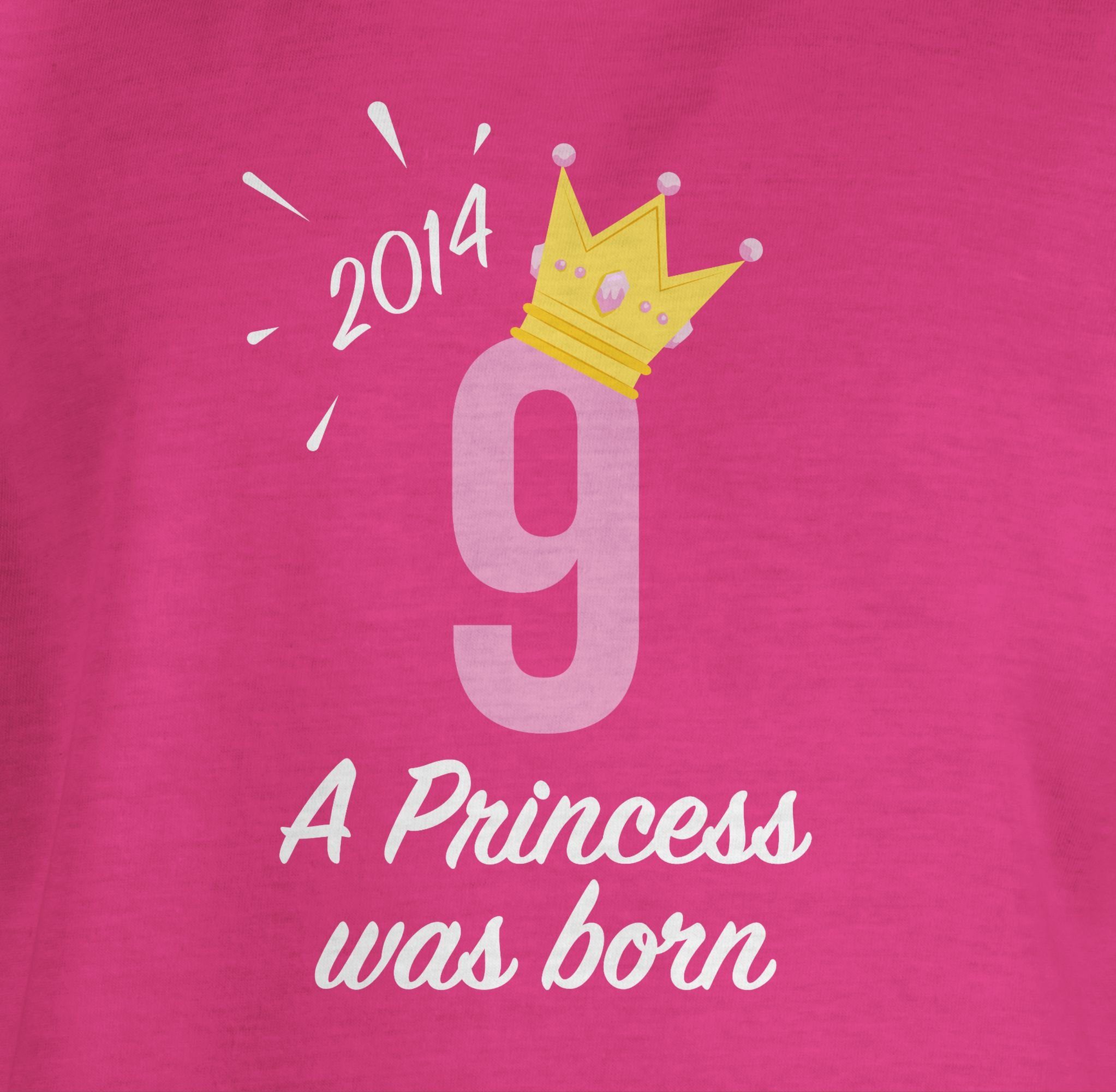 Shirtracer T-Shirt 2 Geburtstag Fuchsia Mädchen 9. Neunter Princess 2014