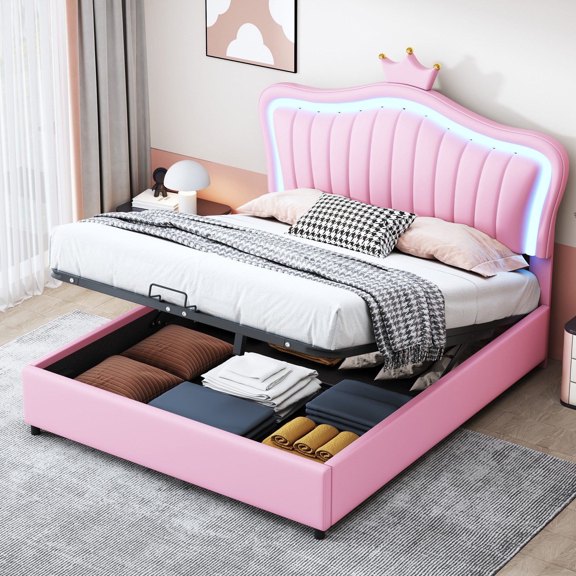 STILVORA Kinderbett 140x200 Polsterbet mit Matratze,Jugendbett günstig online kaufen