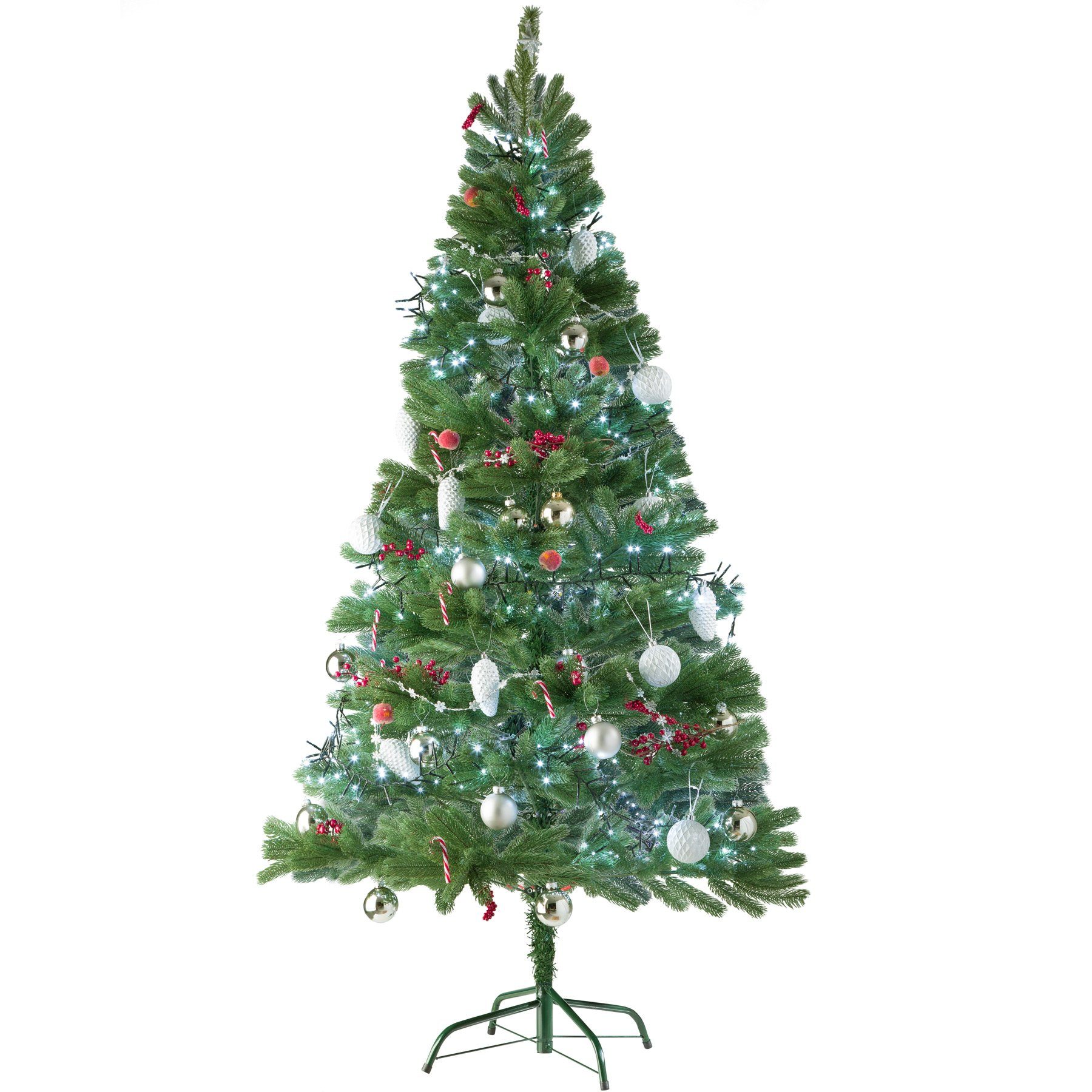 Undekorierter/Unbeleuchteter Spitzen Metallständer, Weihnachtsbaum Weihnachtsbaum 742 tectake Künstlicher künstlich Baum mit grün,