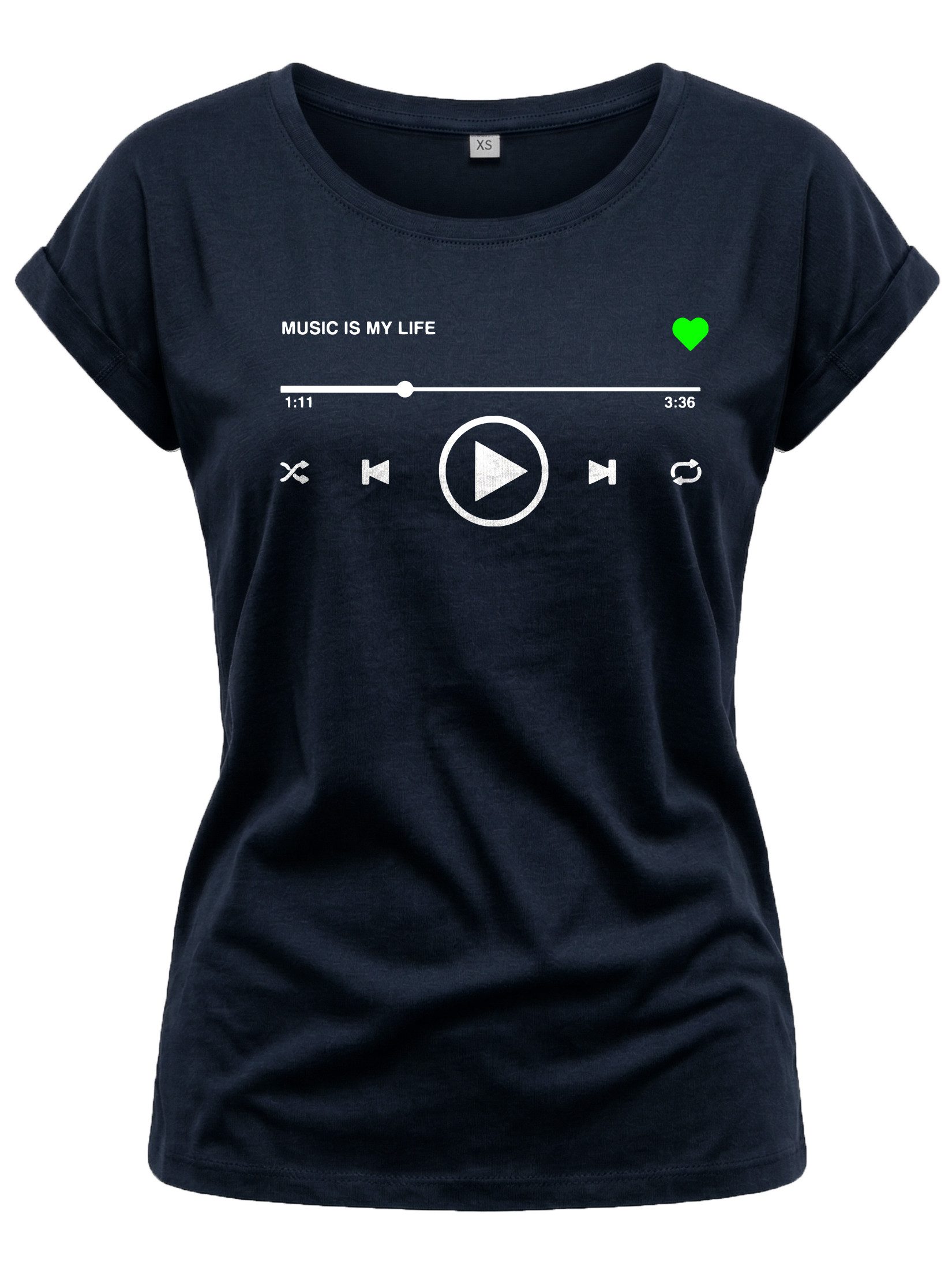 MAKAYA Print-Shirt Damen Kurzarm Top Sommer Motiv Musik Aufdruck Baumwolle große Größen