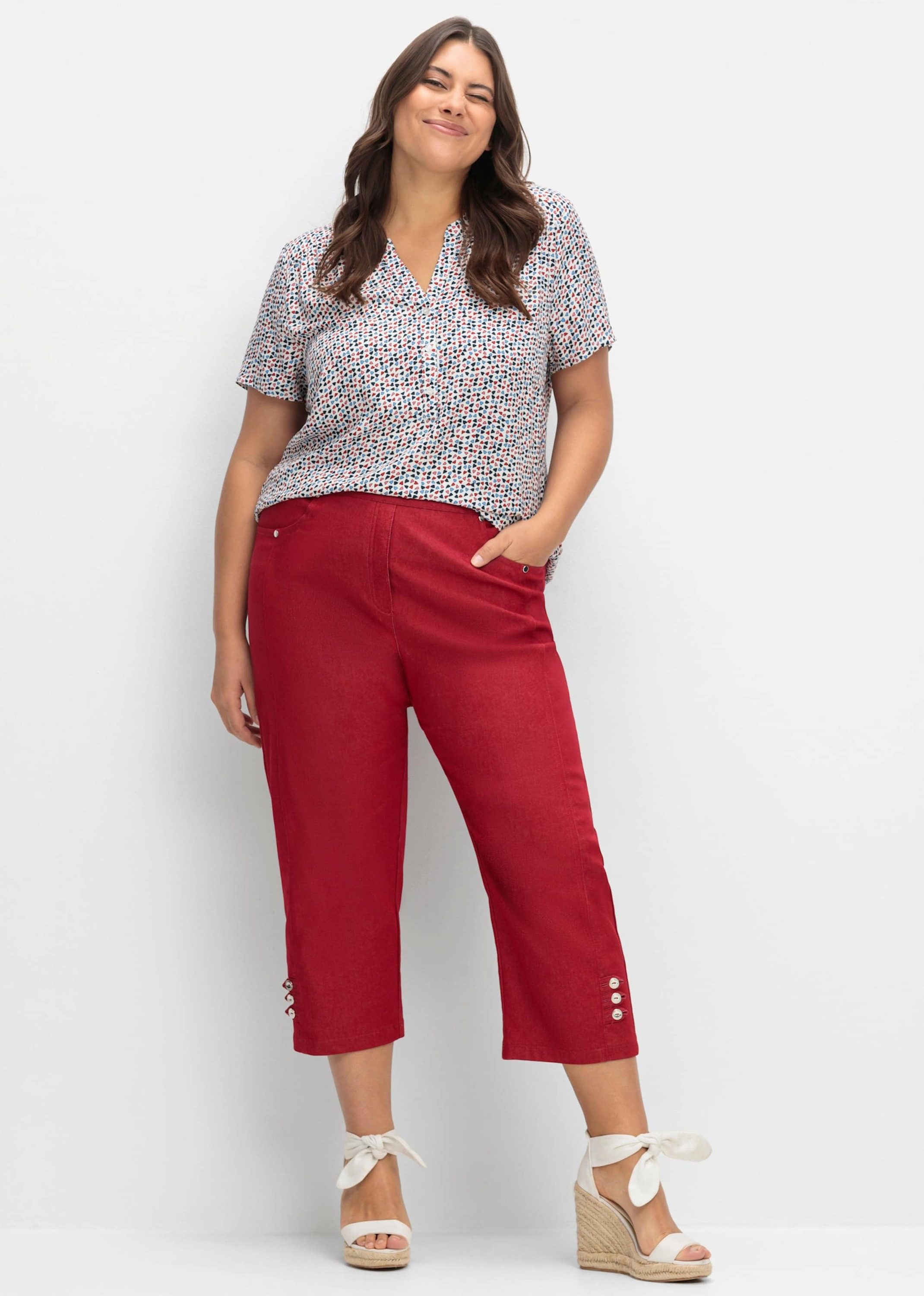 Witt Klassische Bluse Druckbluse Kurzarm