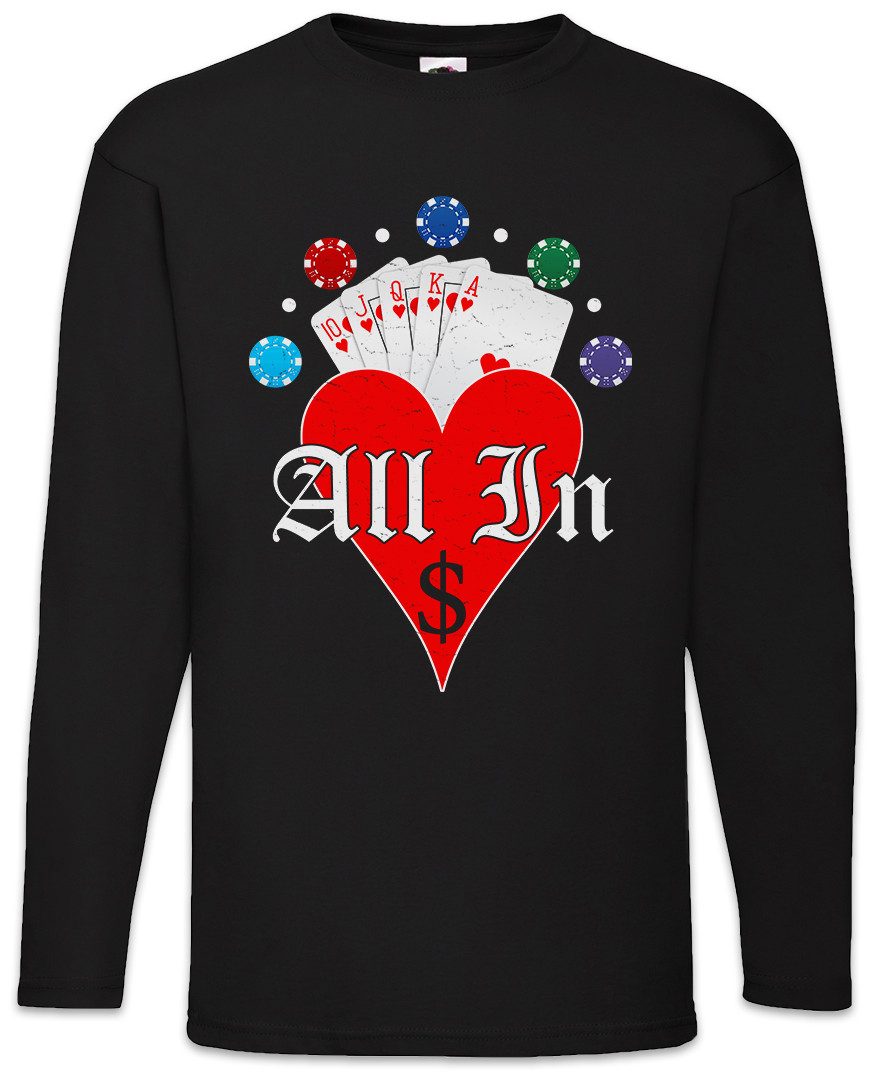 Langarmshirt Poker Hearts All In Langarm T-Shirt Card Karten Black Jack Ace Of