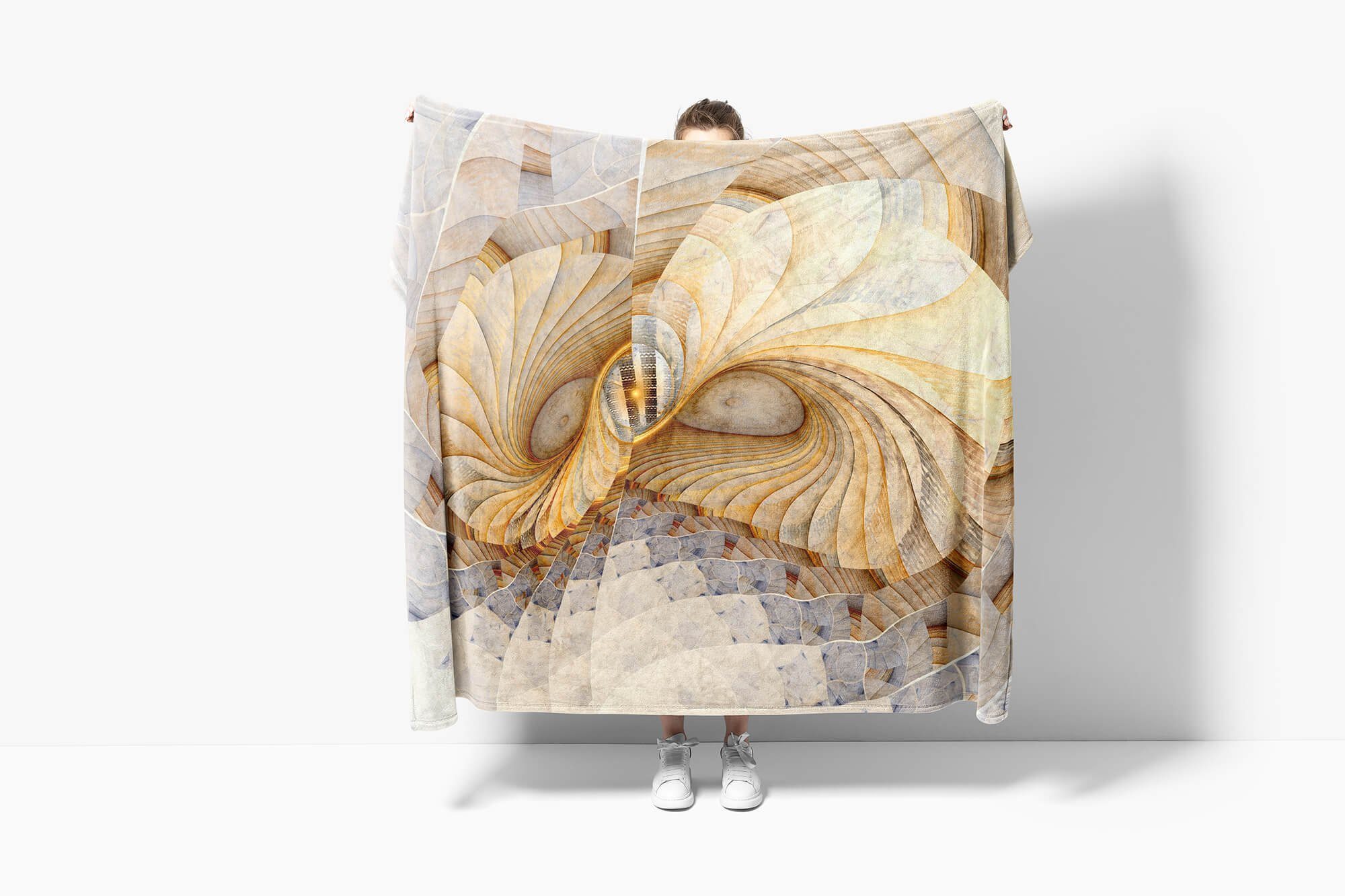 Spiralen Handtuch Sinus Handtuch mit Energiewel, Art Strandhandtuch Abstrakt Saunatuch Baumwolle-Polyester-Mix Kuscheldecke Handtücher Fotomotiv (1-St),