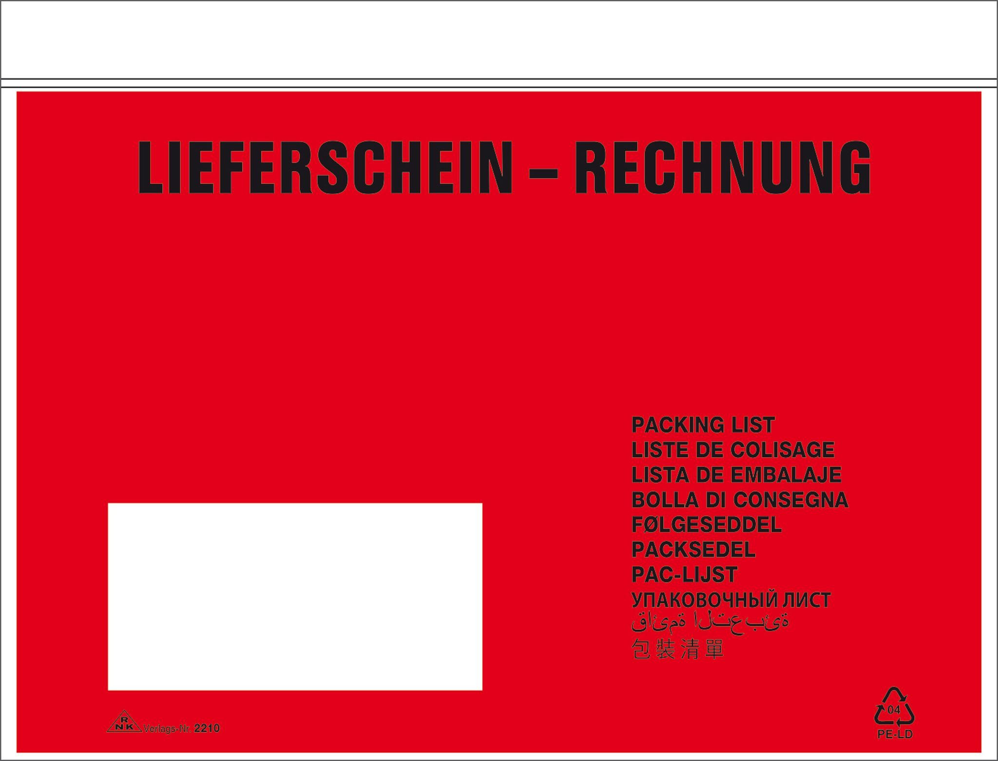 RNK Packpapier RNK Begleitpapiertasche C5 sk LIEFERSCHEIN-RECHNUNG