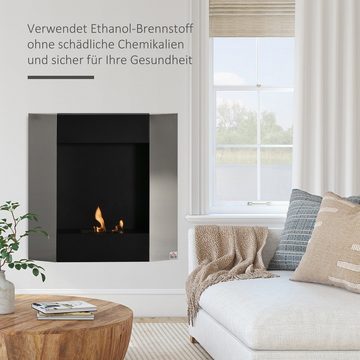 HOMCOM Echtfeuer-Dekokamin Alkohol-Kamin, Bio-Ethanol-Brenner, 0,7L 1 Std. Brenndauer, 72 x 11 x 72 cm