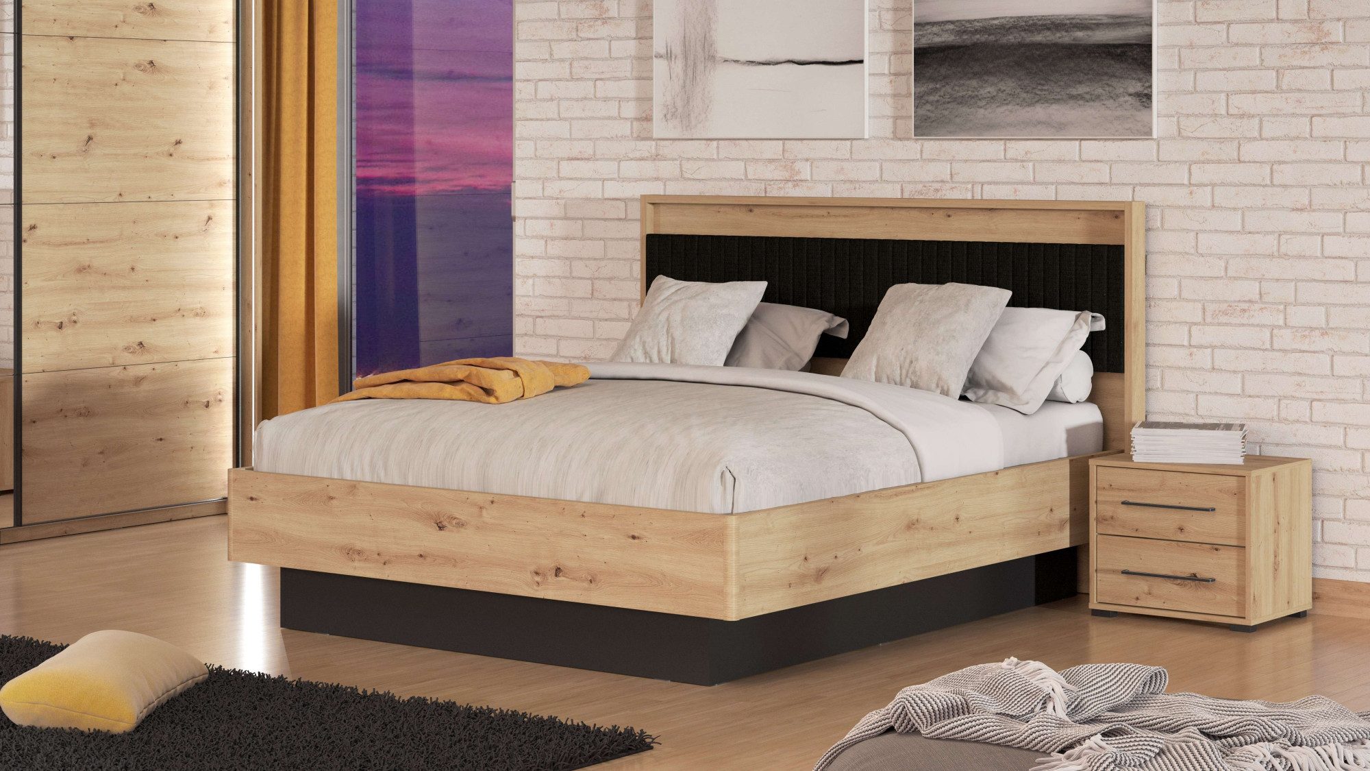 INOSIGN Bettgestell Ascalon, gepolstertes Kopfteil, bezogen mit weichem Cordstoff, Liegeflächen 160 oder 180x200 cm, FSC® -zertifizierter Holzwerkstoff