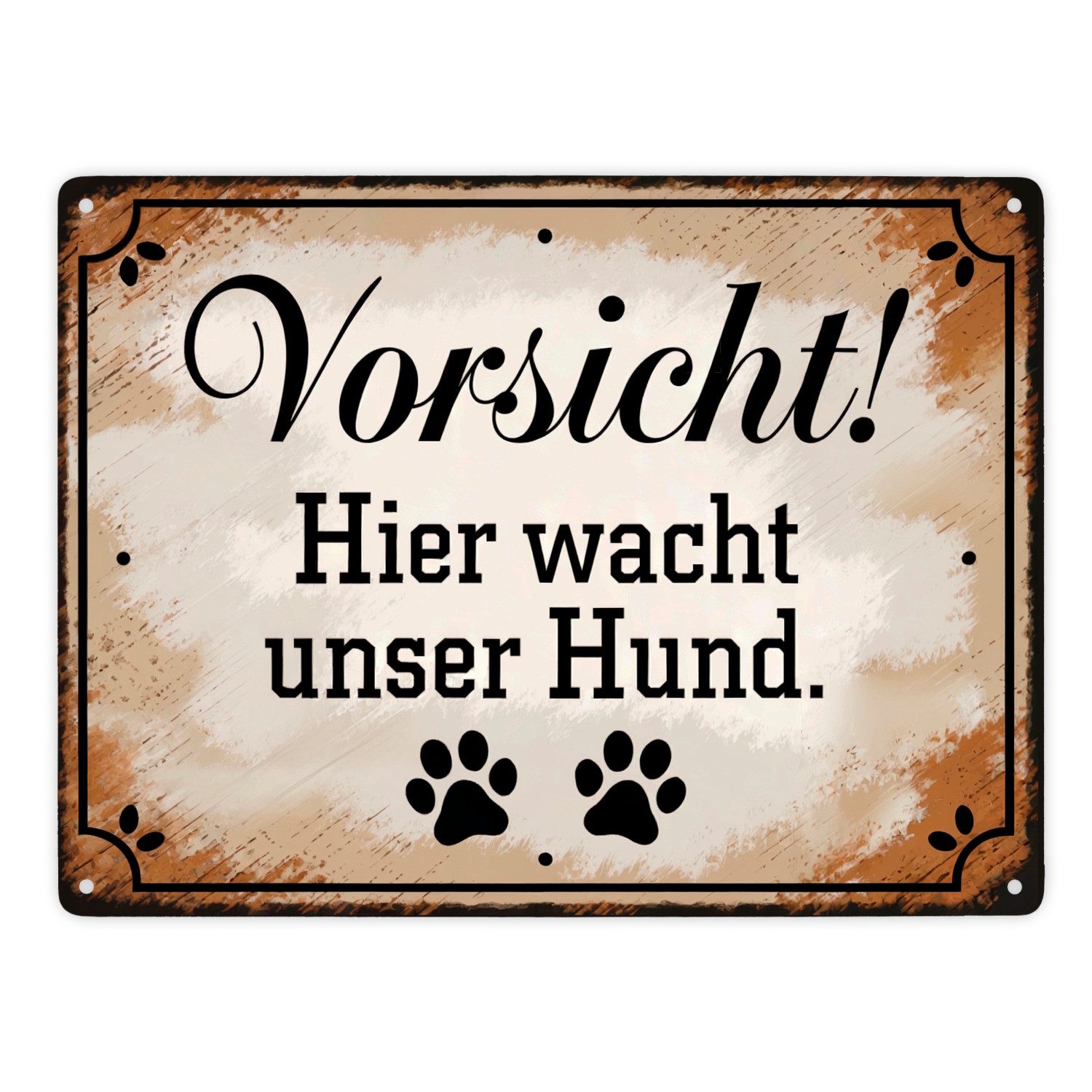 speecheese Metallschild Vorsicht Hier wacht unser Hund Metallschild XXL in 28x38 cm